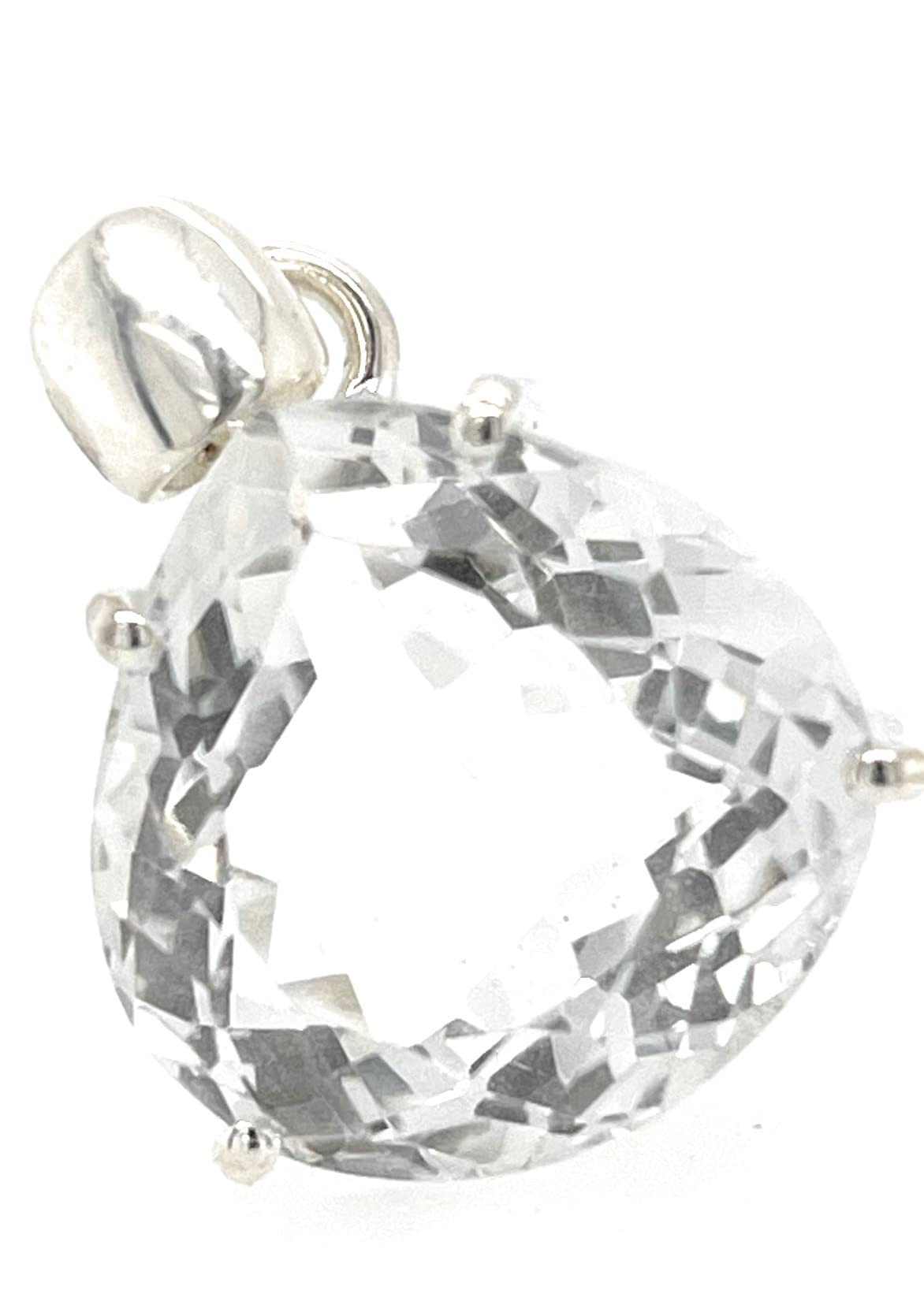 Genuine 12ct White Quartz 925 Solid Sterling Silver Pendant 25mm - Natural Rocks by Kala