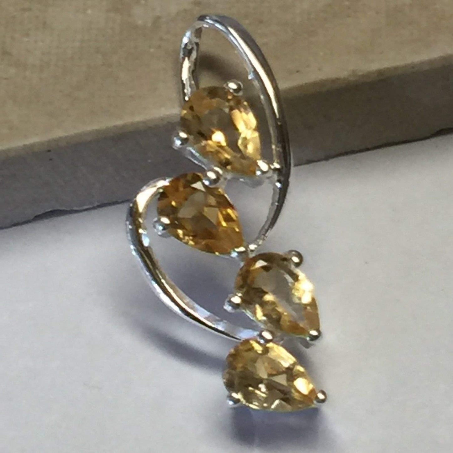 Genuine 2.5ct Golden Citrine 925 Solid Sterling Silver Journey Pendant 25mm - Natural Rocks by Kala