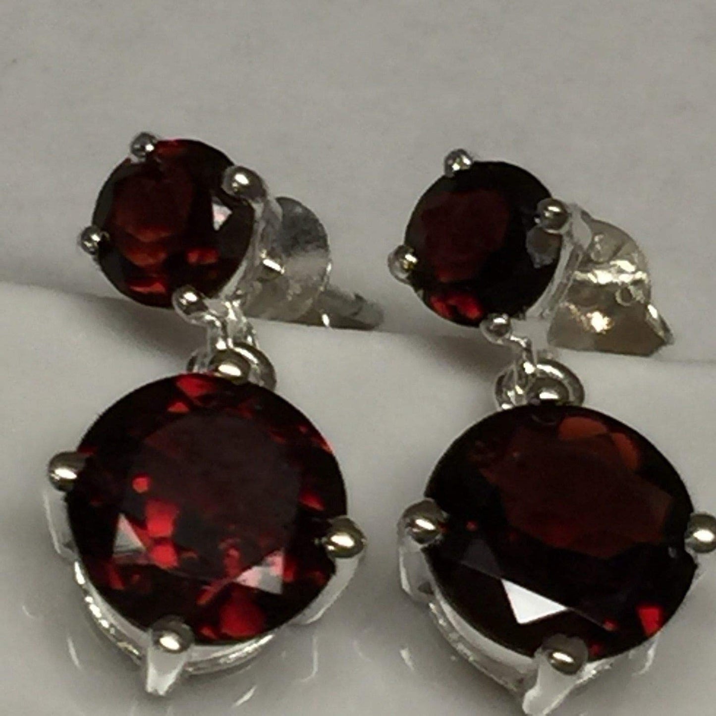 Natural 4ct Pyrope Garnet 925 Solid Sterling Silver Earrings 18mm - Natural Rocks by Kala
