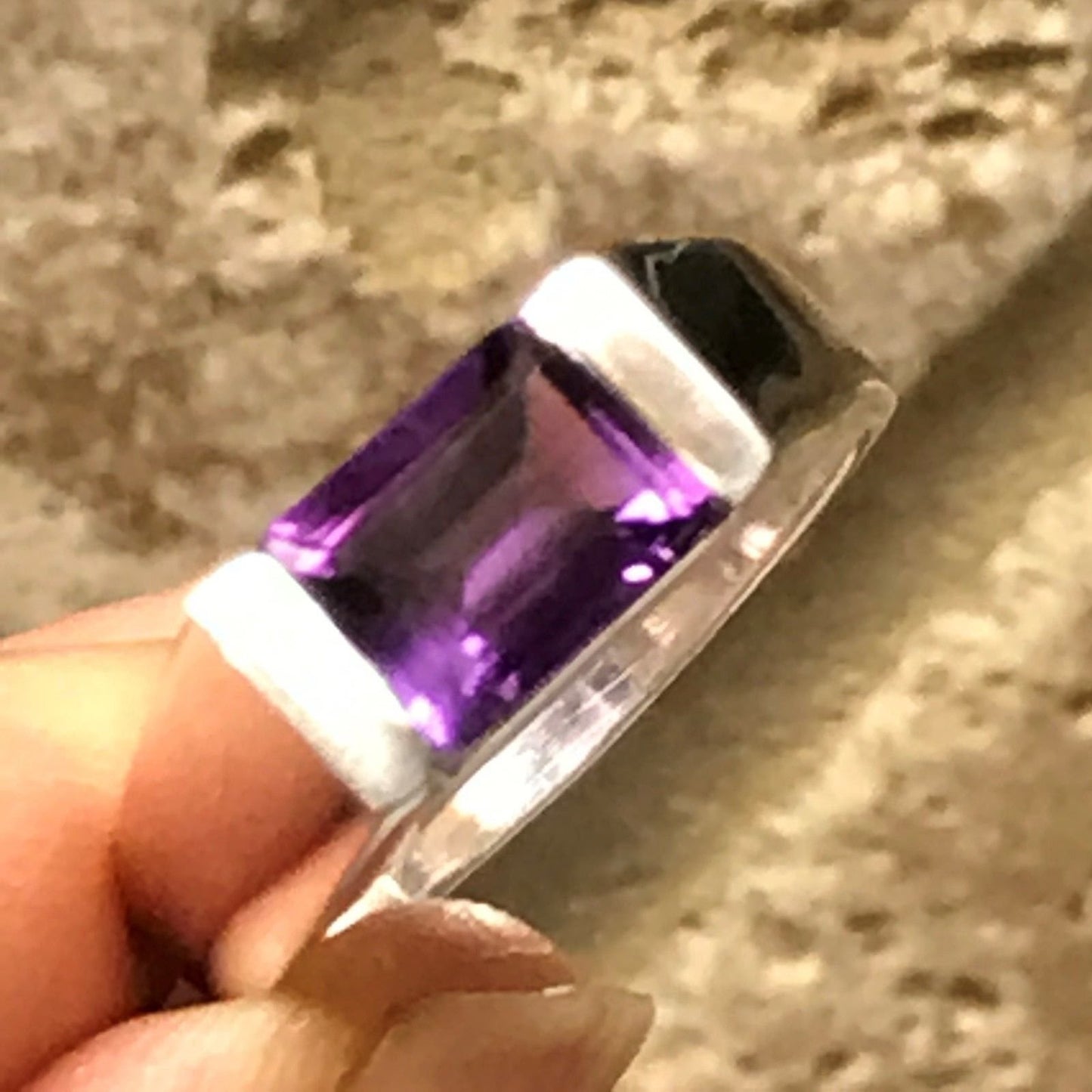 Genuine 2ct Purple Amethyst 925 Solid Sterling Silver Men's Ring Size 6, 7, 9, 11, 12, 13 - Natural Rocks by Kala