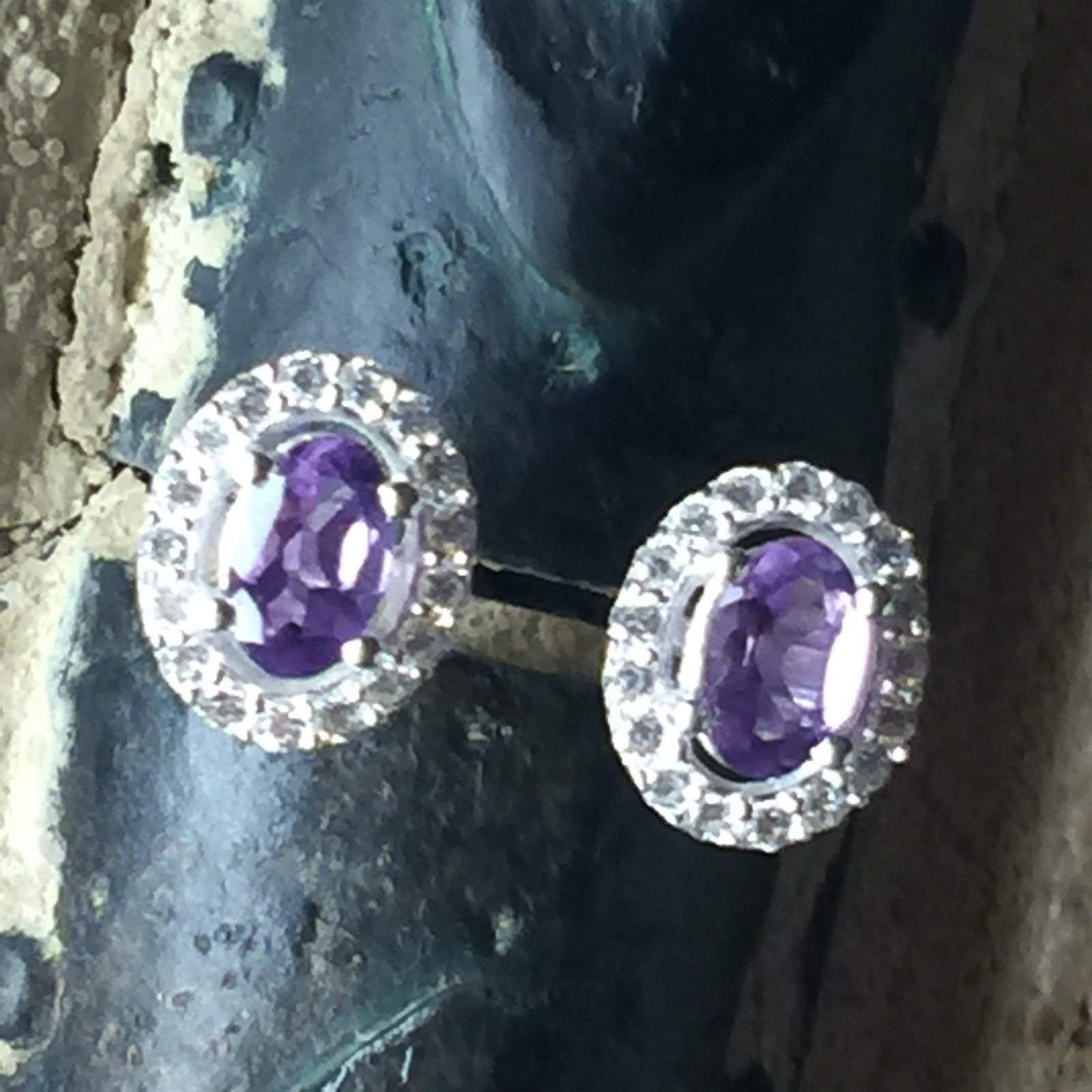 Genuine 2ct Purple Amethyst 925 Solid Sterling Silver Stud Earrings 10mm - Natural Rocks by Kala