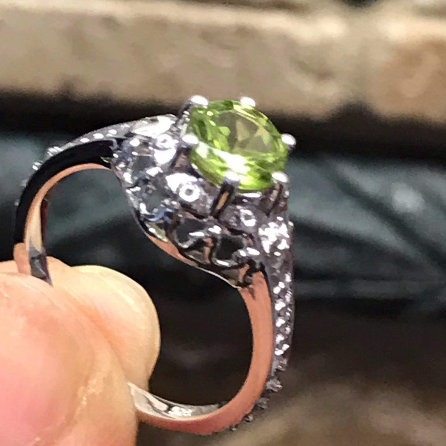 Natural 1ct Green Peridot 925 Solid Sterling Silver Engagement Ring Size 6, 7, 8, 9 - Natural Rocks by Kala