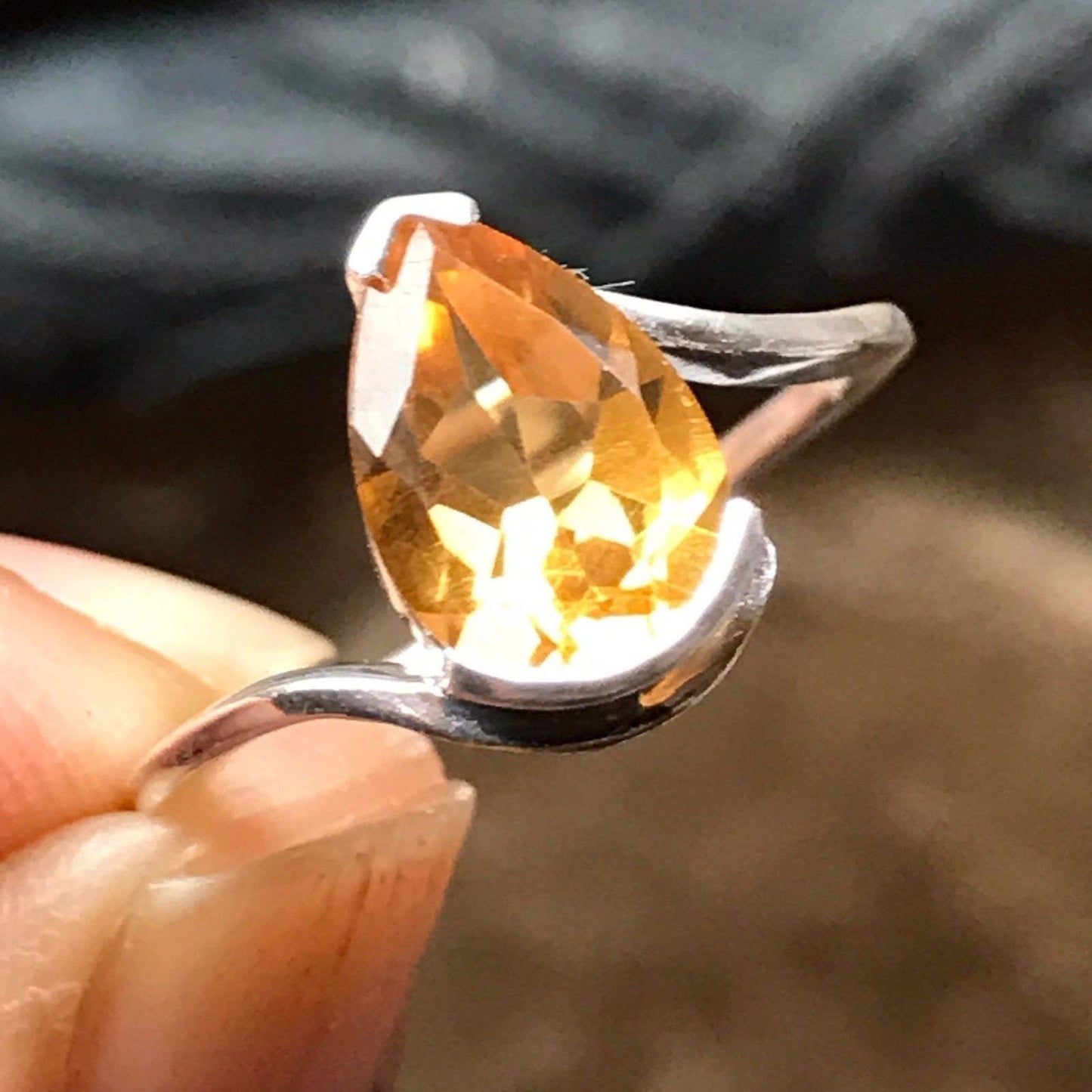 Natural 1.5ct Golden Citrine 925 Solid Sterling Silver Engagement Ring Size 7, 8, - Natural Rocks by Kala