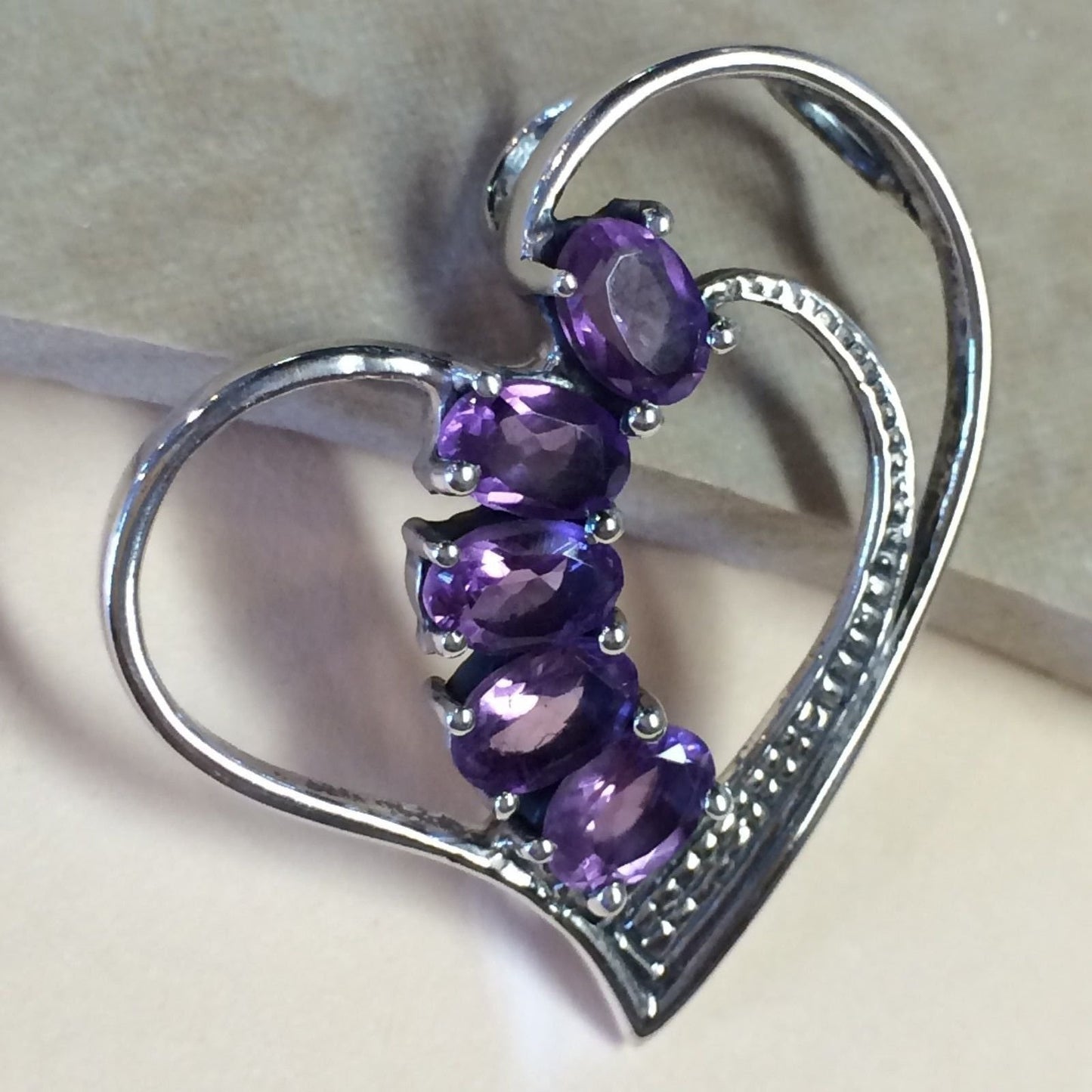 Natural 4ct Amethyst 925 Sterling Silver Heart Pendant 32mm - Natural Rocks by Kala