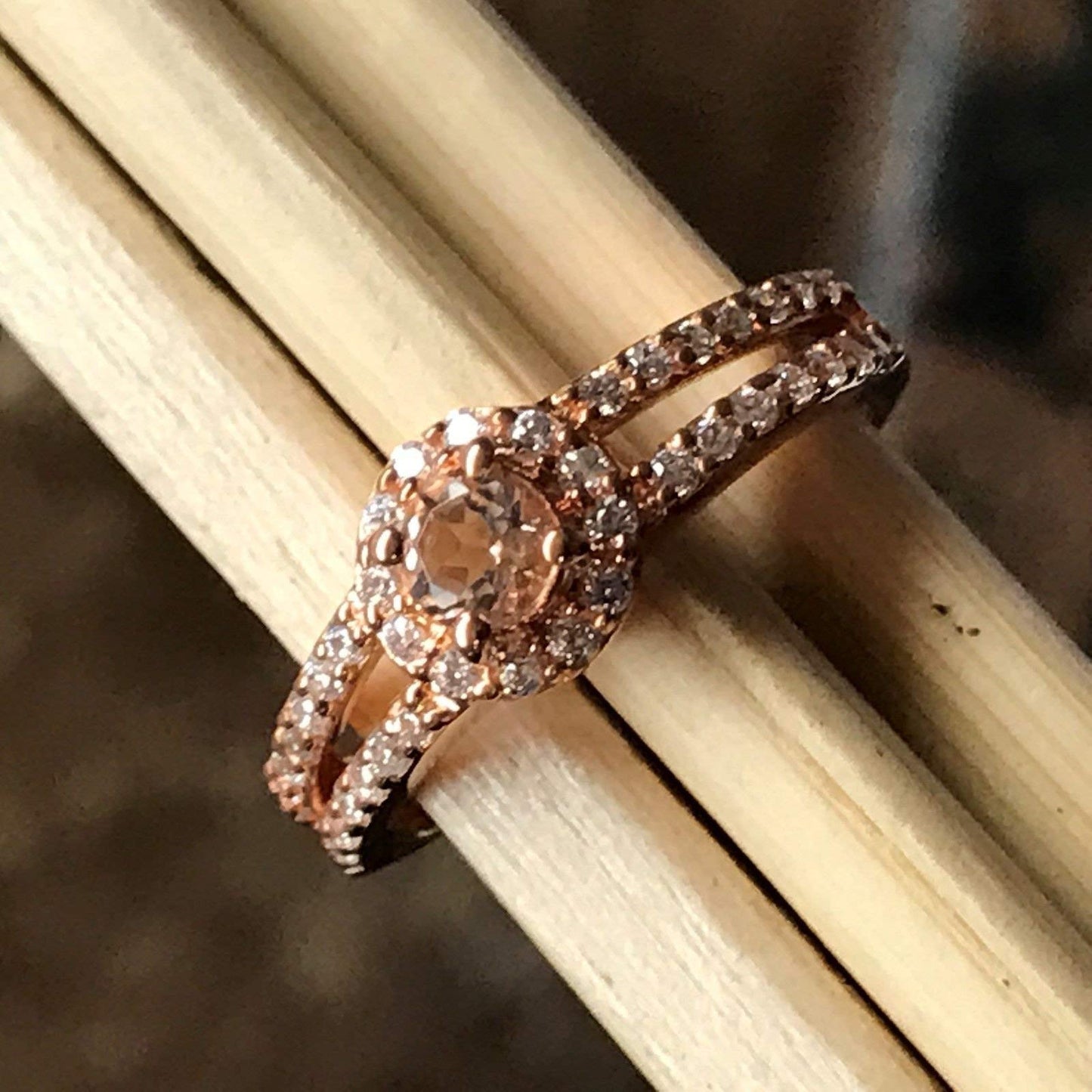 Natural Peach Morganite14k Rose Gold Over Sterling Silver Engagement Ring Size 5, 6, 7, 8, 9 - Natural Rocks by Kala