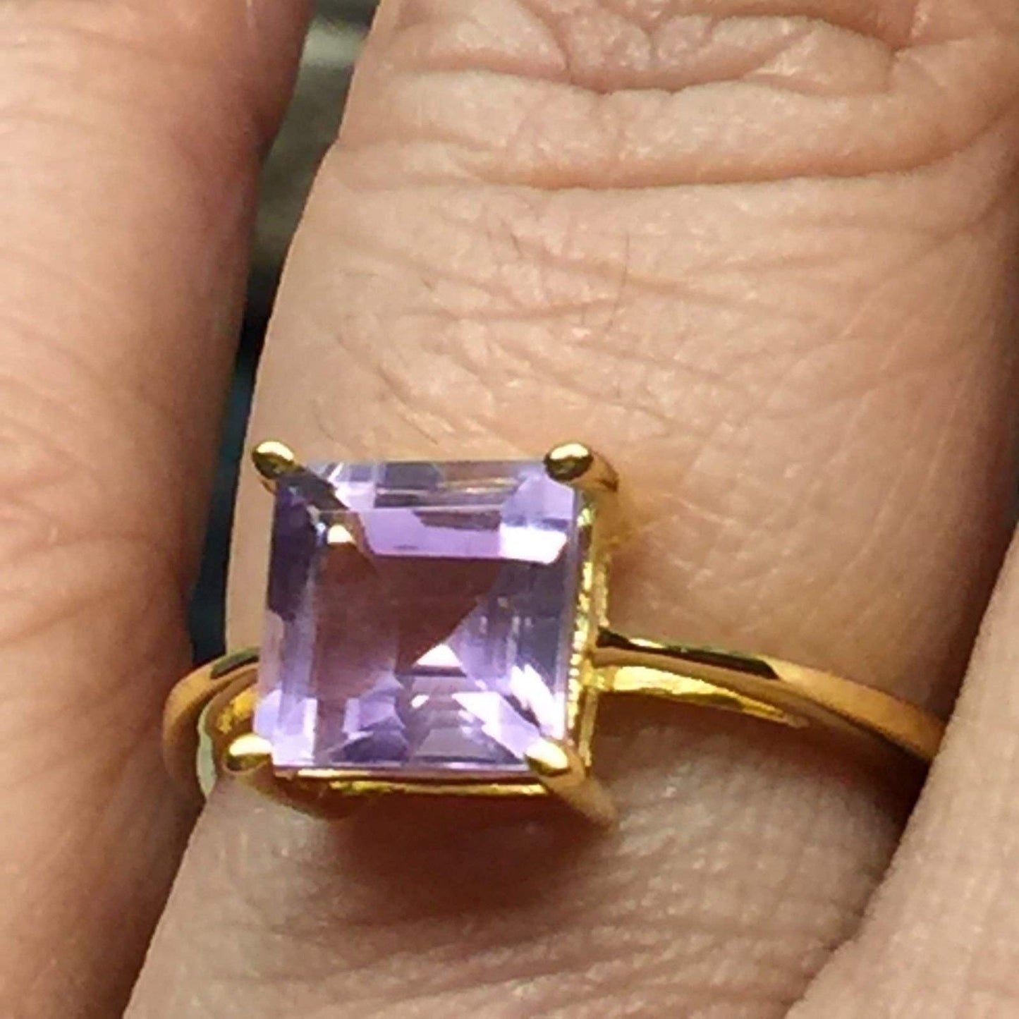 Natural 1.5ct Purple Amethyst 14K Yellow Gold Vermeil Sterling Silver Ring Size 6, 7 - Natural Rocks by Kala