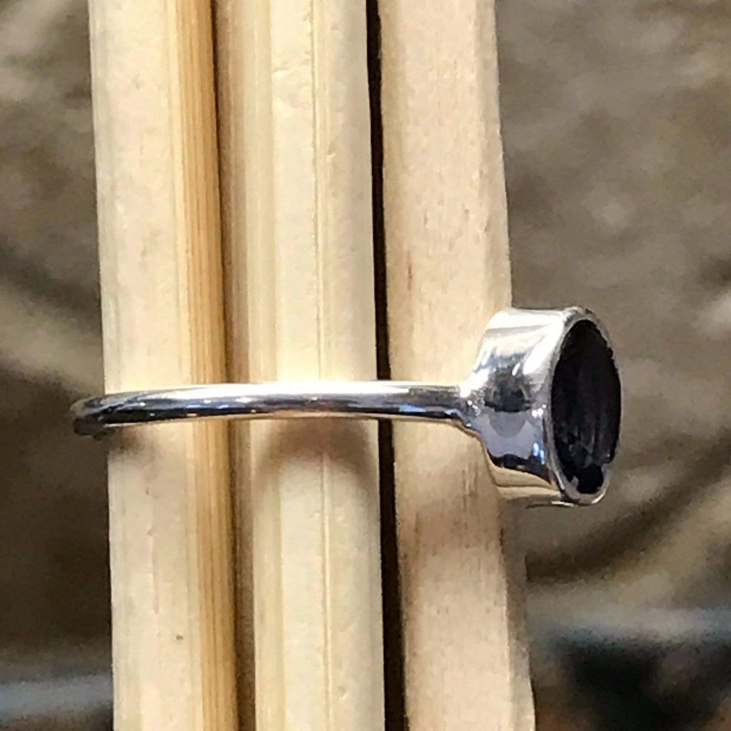 Natural 1ct Iolite 925 Solid Sterling Silver Ring Size 6, 7 - Natural Rocks by Kala