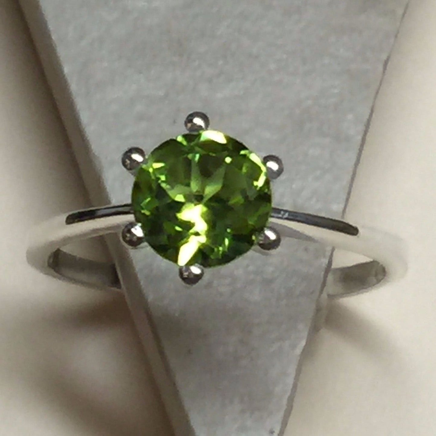 Natural 1ct Green Peridot 925 Solid Sterling Silver Engagement Ring Size 7 - Natural Rocks by Kala