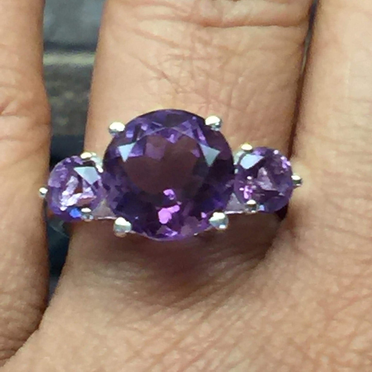 Natural 4ct Purple Amethyst 925 Solid Sterling Silver Ring Size 6, 7, 8, 9 - Natural Rocks by Kala