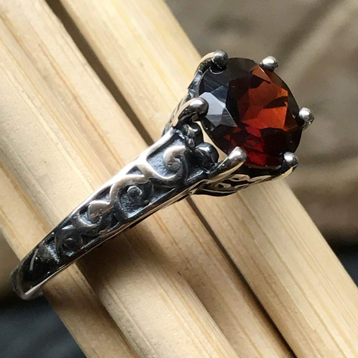 Vintage hotsell Sterling Silver Natural Garnet Filigree Ring Size 9