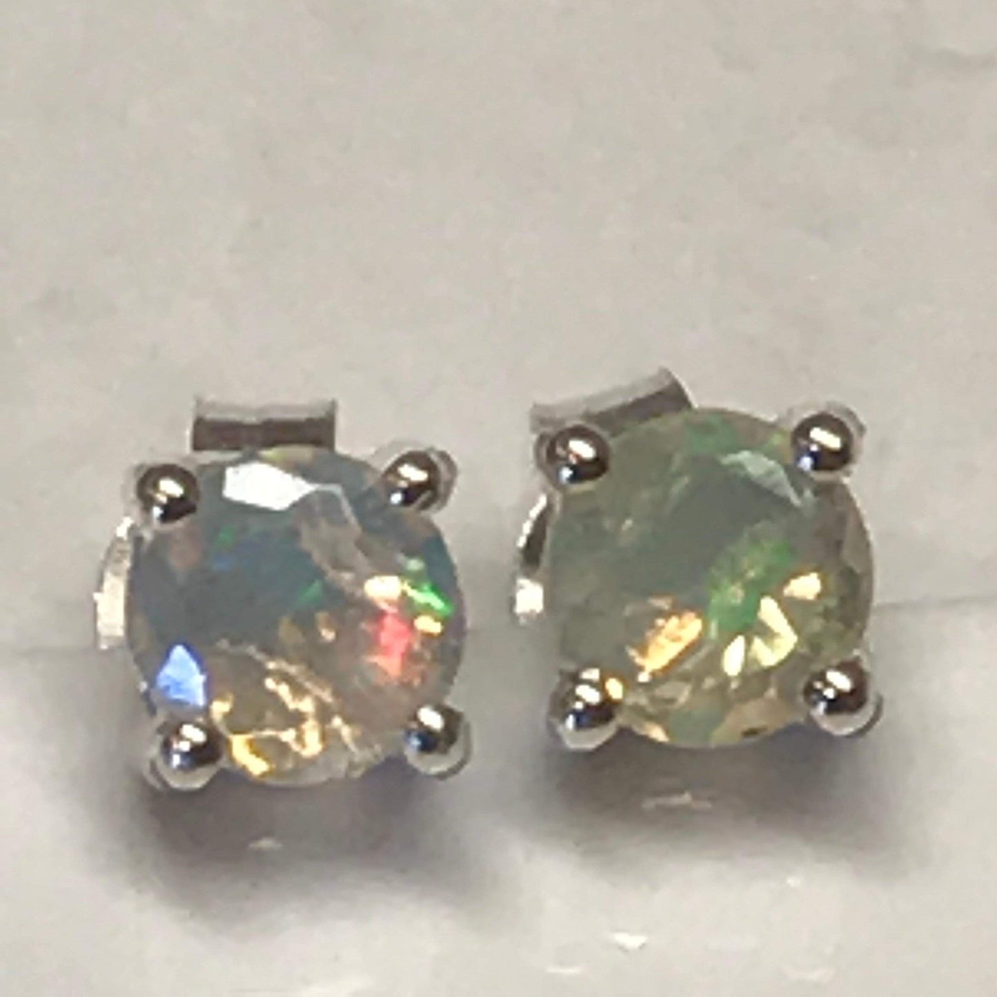 Natural Ethiopian Opal 925 Solid Sterling Silver Stud Earrings 4mm - Natural Rocks by Kala