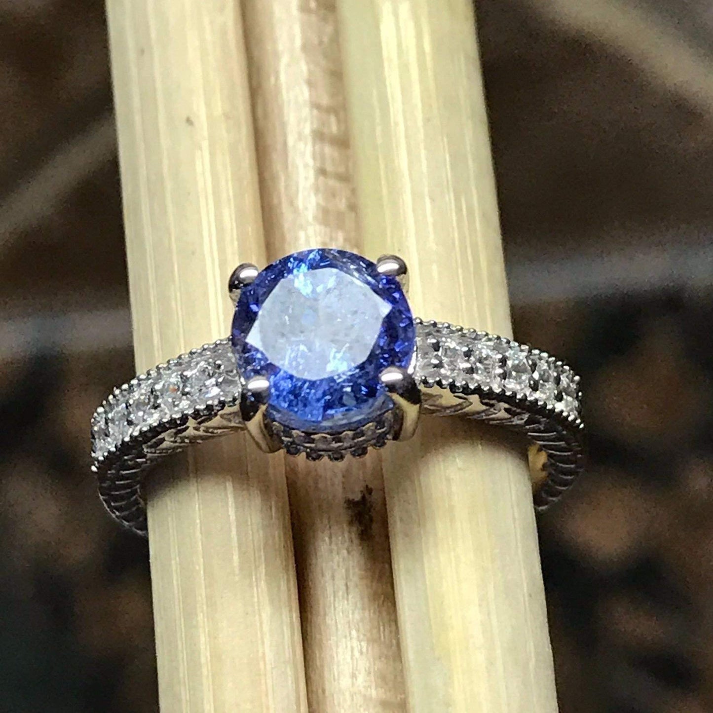 Natural 1ct Tanzanite 925 Solid Sterling Silver Engagement Ring Size 6, 7.5, 8, 9 - Natural Rocks by Kala