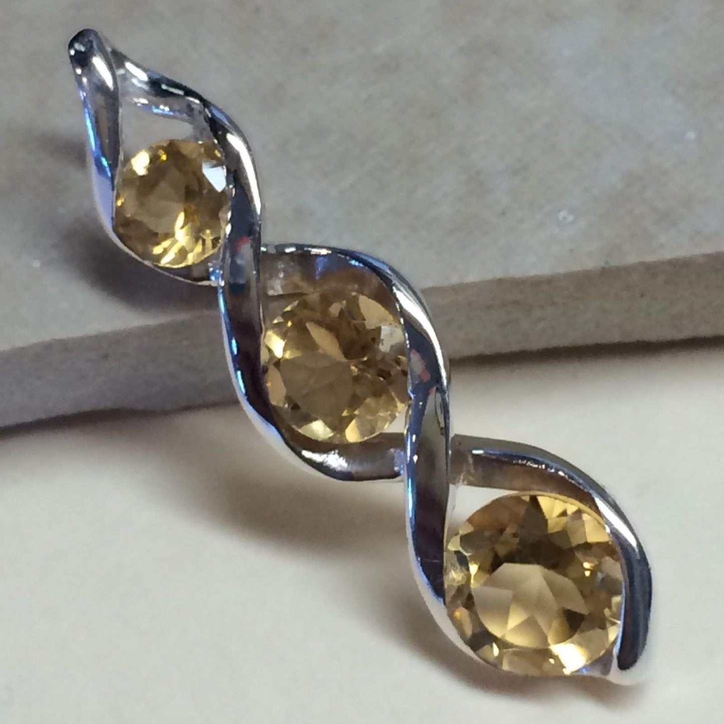 Natural 4ct Citrine 925 Solid Sterling Silver Pendant 28mm - Natural Rocks by Kala