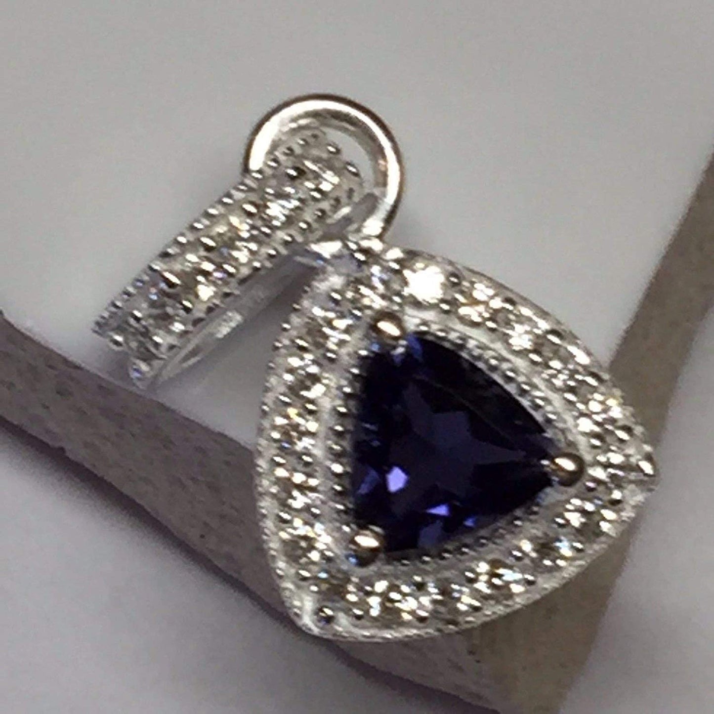 Genuine Iolite 925 Solid Sterling Silver Pendant 15mm - Natural Rocks by Kala