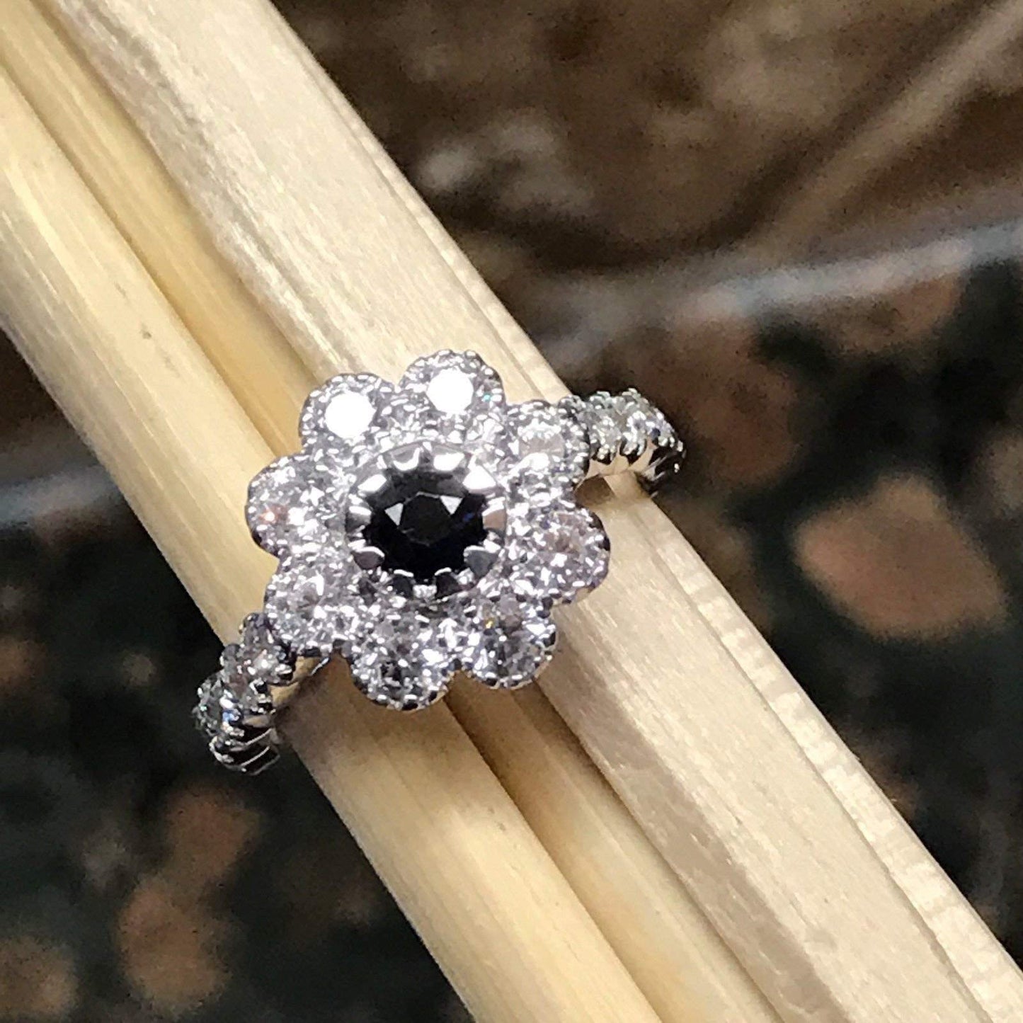 Natural Blue Sapphire 925 Solid Sterling Silver Engagement Ring Size 6, 7, 8, 9 - Natural Rocks by Kala