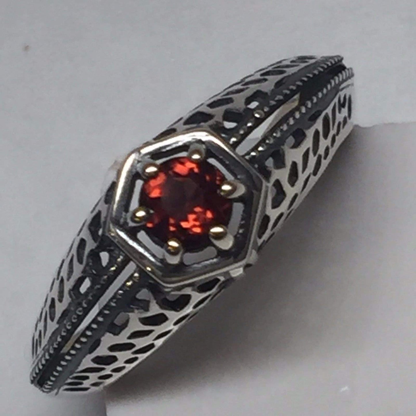 Natural Pyrope Garnet 925 Solid Sterling Silver Engagement Ring Size 7, 8 - Natural Rocks by Kala