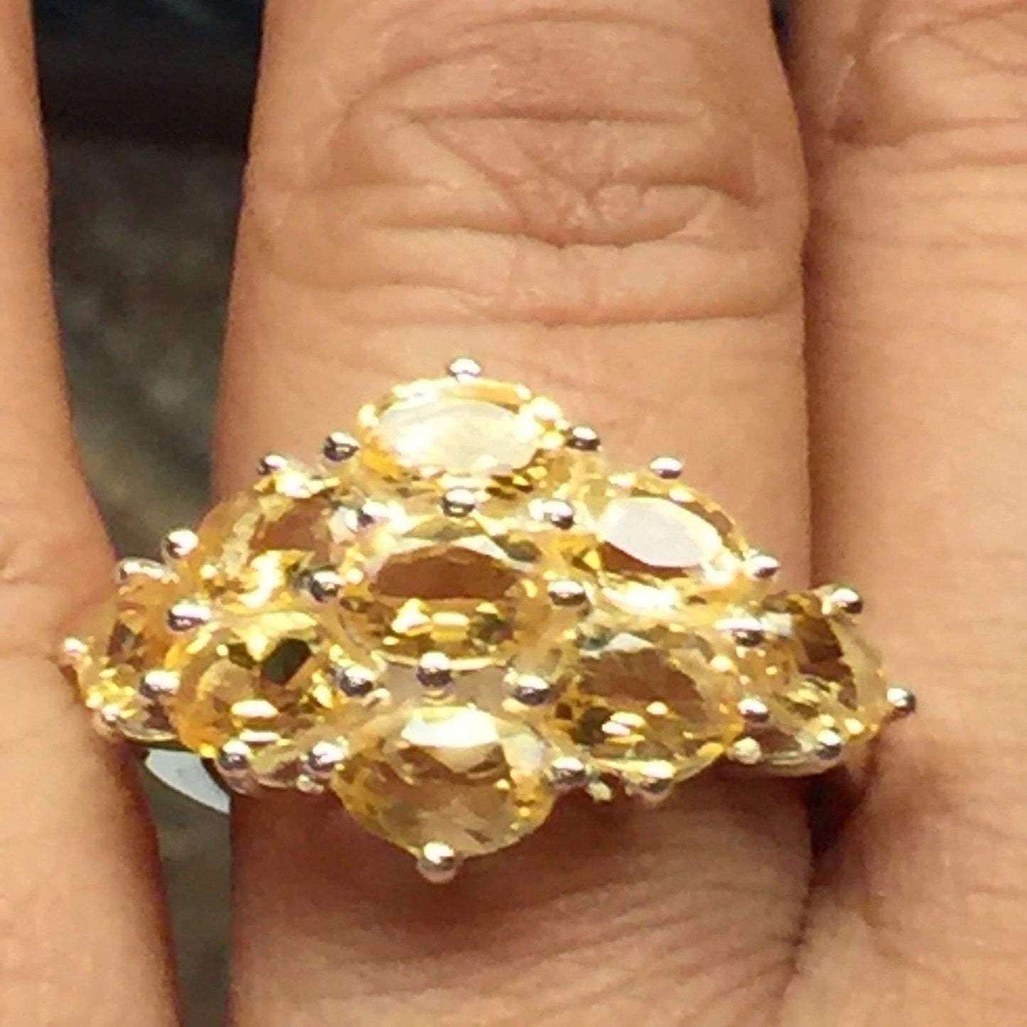 Natural 9ct Golden Citrine 925 Solid Sterling Silver Ring Size 6, 8 ,9 - Natural Rocks by Kala