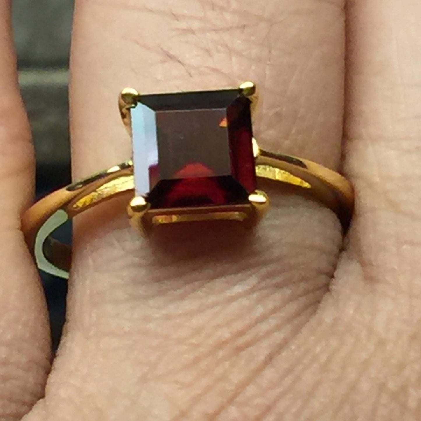 Natural 1.5ct Pyrope Garnet 14K Yellow Gold Vermeil Over Sterling Silver Ring Size 6.75, 7.75 - Natural Rocks by Kala