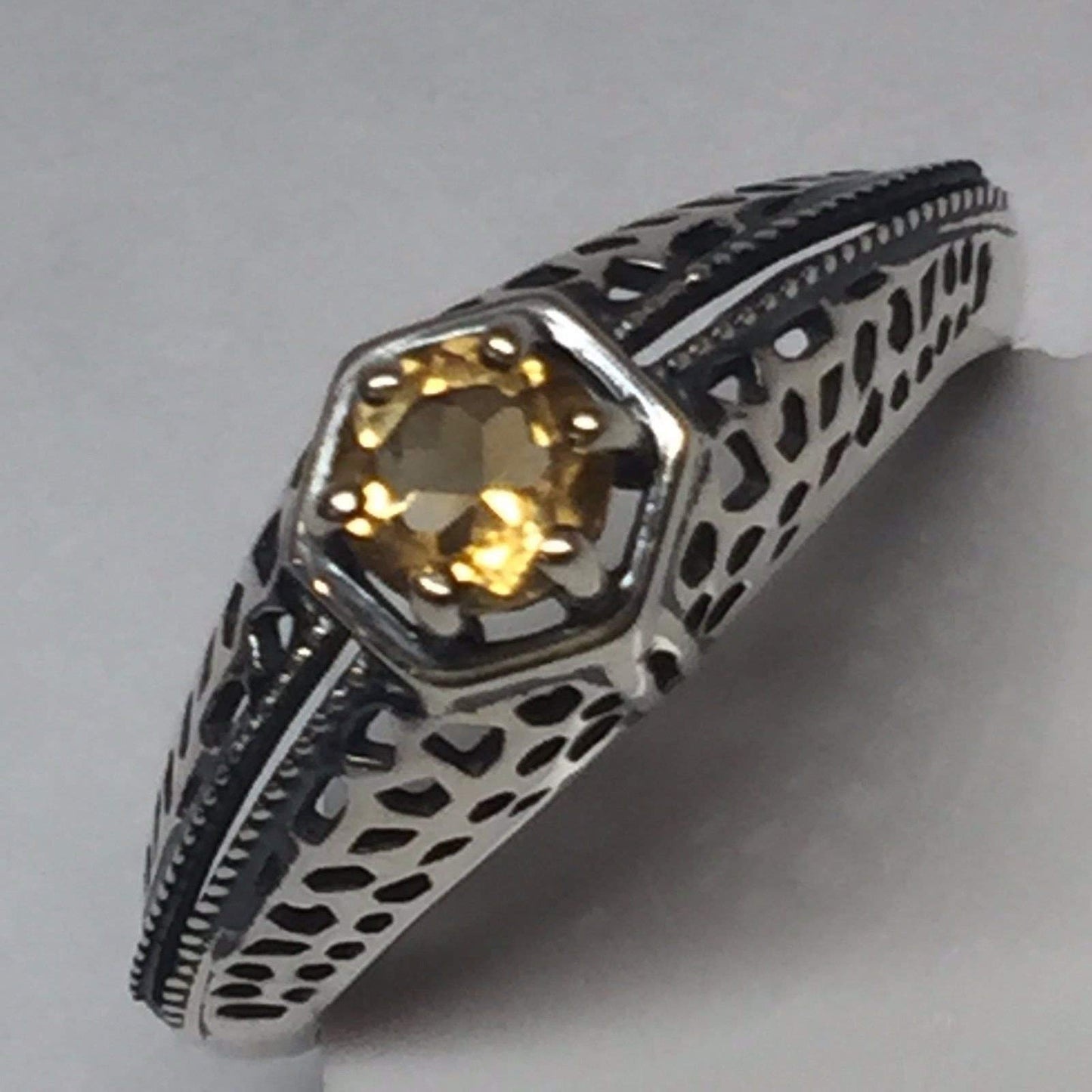 Natural 0.5ct Golden Citrine 925 Solid Sterling Silver Engagement Ring Size 6, 7, 8 - Natural Rocks by Kala