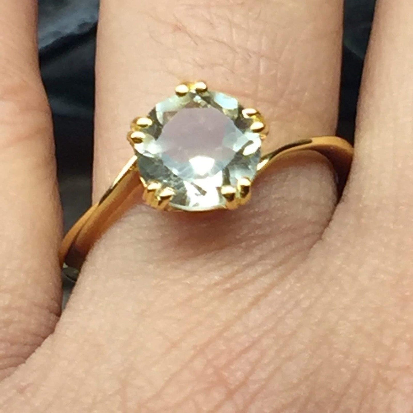 Natural 1.5ct Green Amethyst 14K Yellow Gold Vermeil Sterling Silver Engagement Ring Size 7, 8, 9 - Natural Rocks by Kala