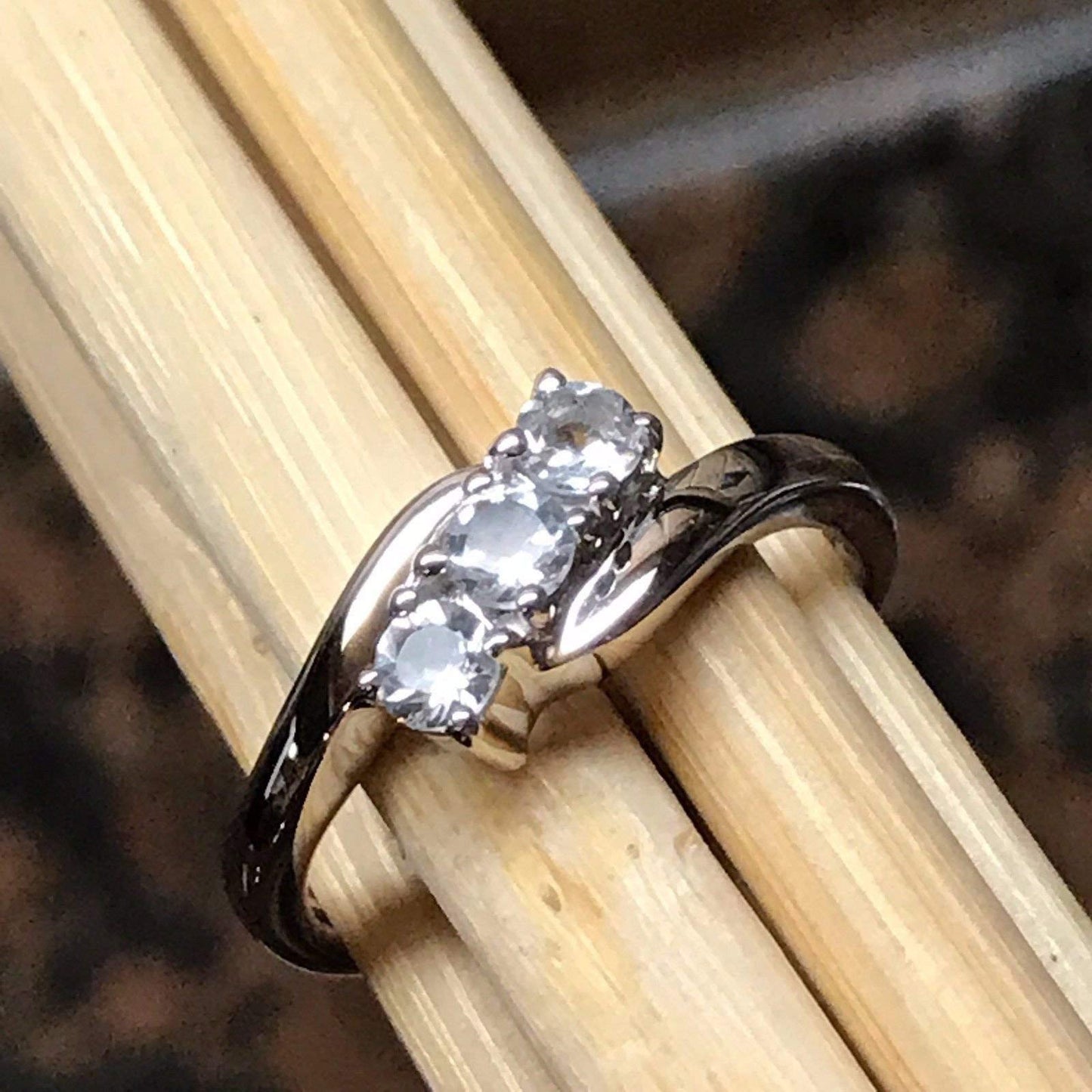 Natural Aquamarine 925 Solid Sterling Silver Ring Size 5, 6, 7, 8, 9 - Natural Rocks by Kala