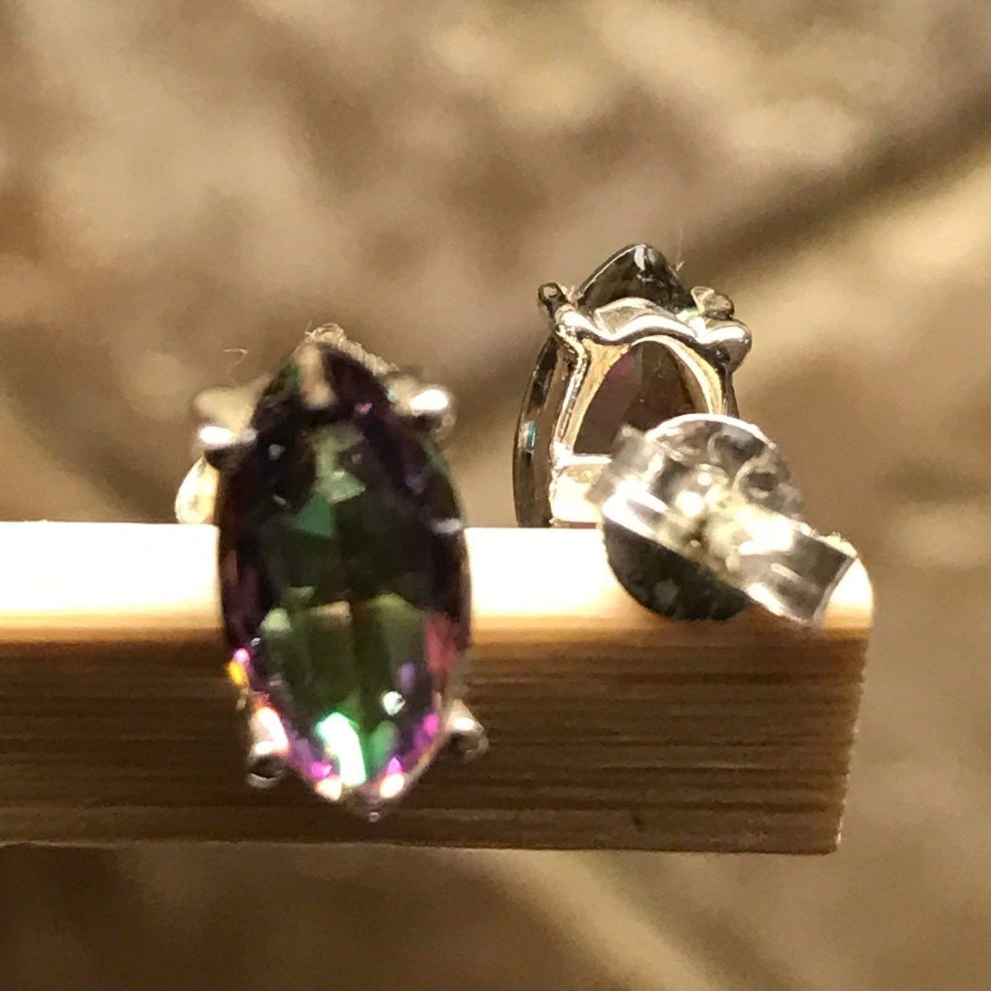 Gorgeous Mystic Topaz 925 Solid Sterling Silver Earrings 9mm - Natural Rocks by Kala