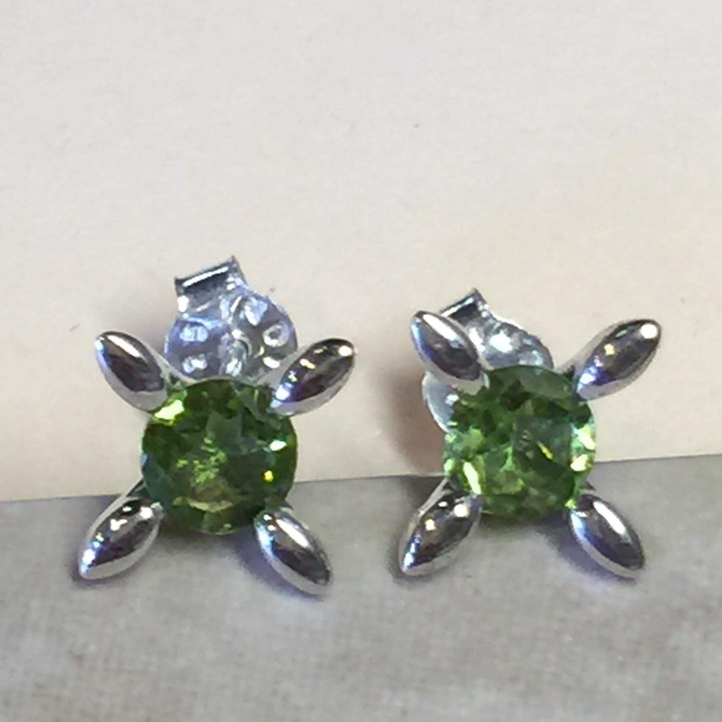 Natural 2ct Apple Green Peridot 925 Solid Sterling Silver Stud Earrings 9mm - Natural Rocks by Kala