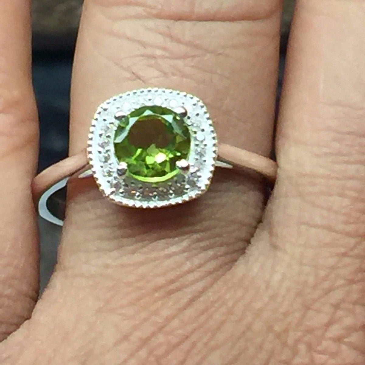 Natural 1ct Green Peridot 925 Solid Sterling Silver Engagement