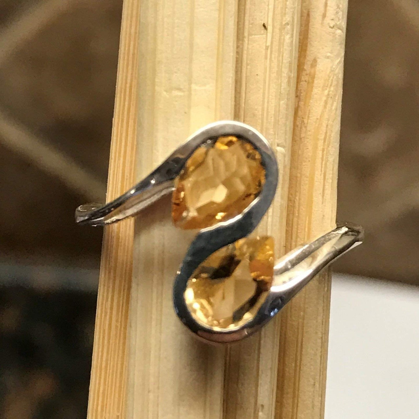 Natural 1.5ct Golden Citrine 925 Solid Sterling Silver Ring Size 6, 7, 8, 9 - Natural Rocks by Kala