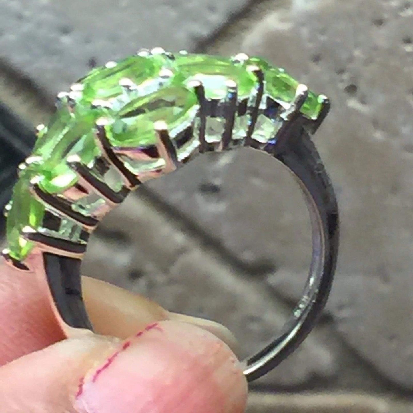 Natural 9ct Green Peridot 925 Solid Sterling Silver Ring Size 8, 9 - Natural Rocks by Kala