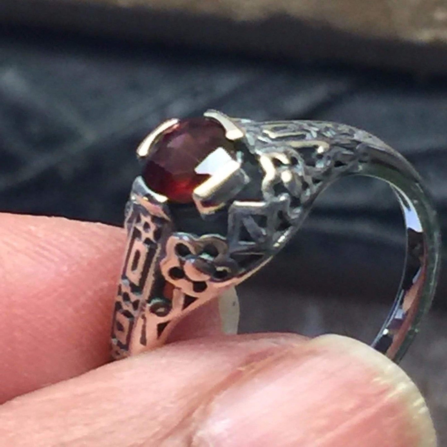 Natural Pyrope Garnet 925 Solid Sterling Silver Engagement Ring Size 6, 8 - Natural Rocks by Kala