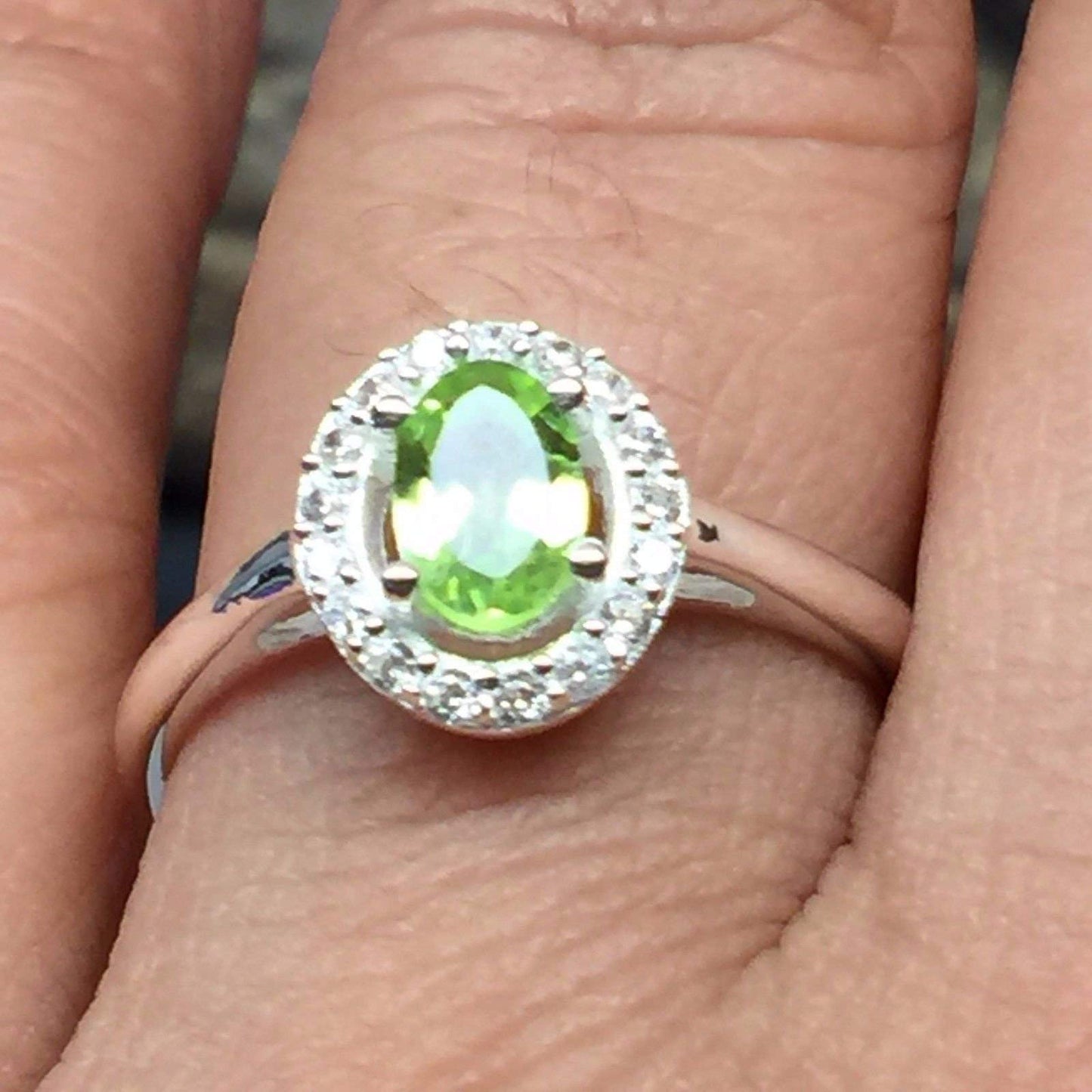 Natural 1ct Peridot 925 Solid Sterling Silver Engagement Ring Size 6, 7, 8, 9 - Natural Rocks by Kala