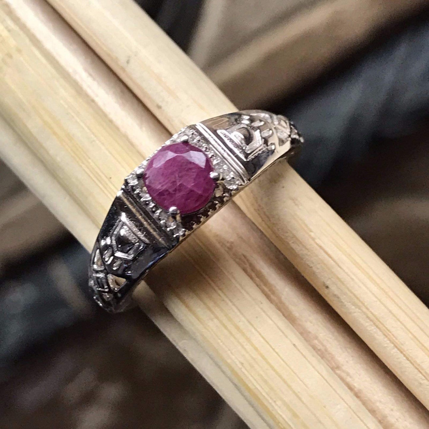 Natural Pink Ruby 925 Solid Sterling Silver Engagement Ring Size 7, 8, 9 - Natural Rocks by Kala