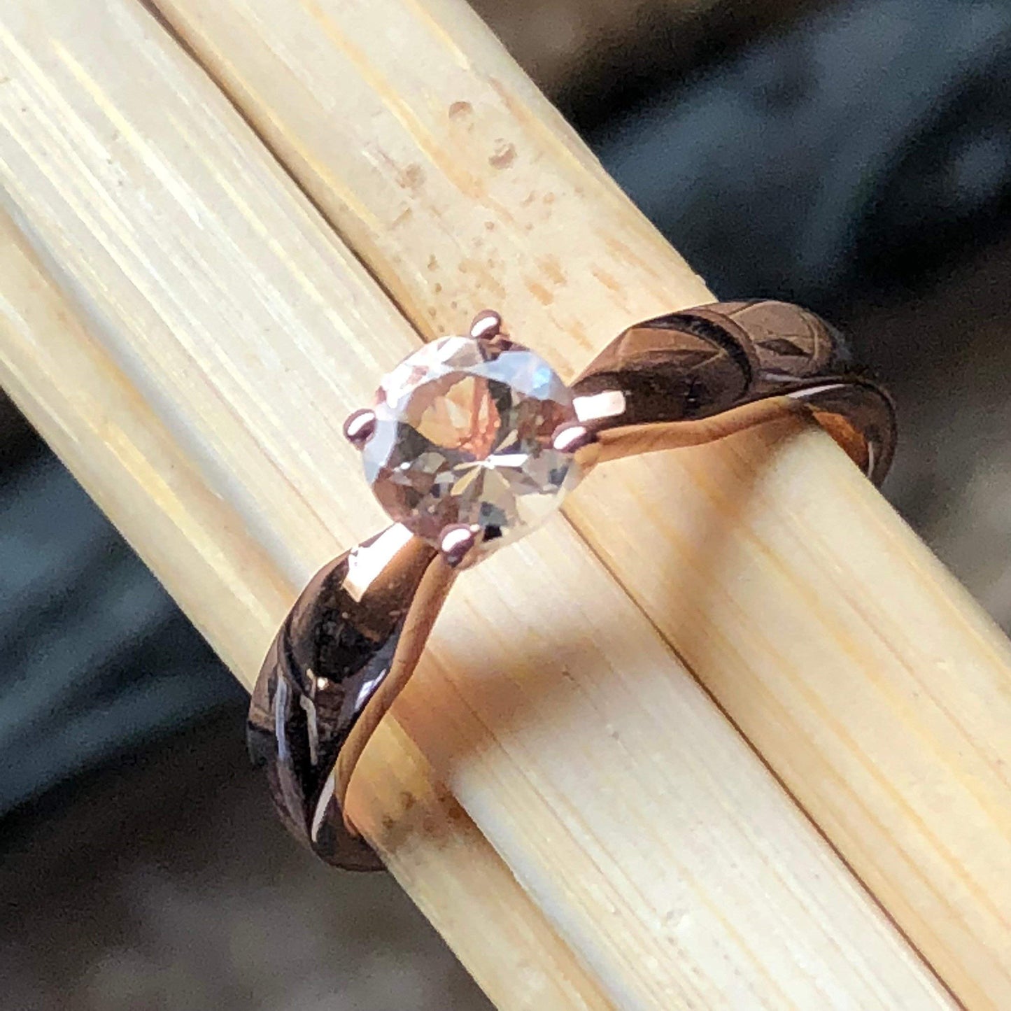 Natural Peach Morganite 14k Rose Gold Over Sterling Silver Engagement Ring Size 5, 6, 7, 8, 9 - Natural Rocks by Kala