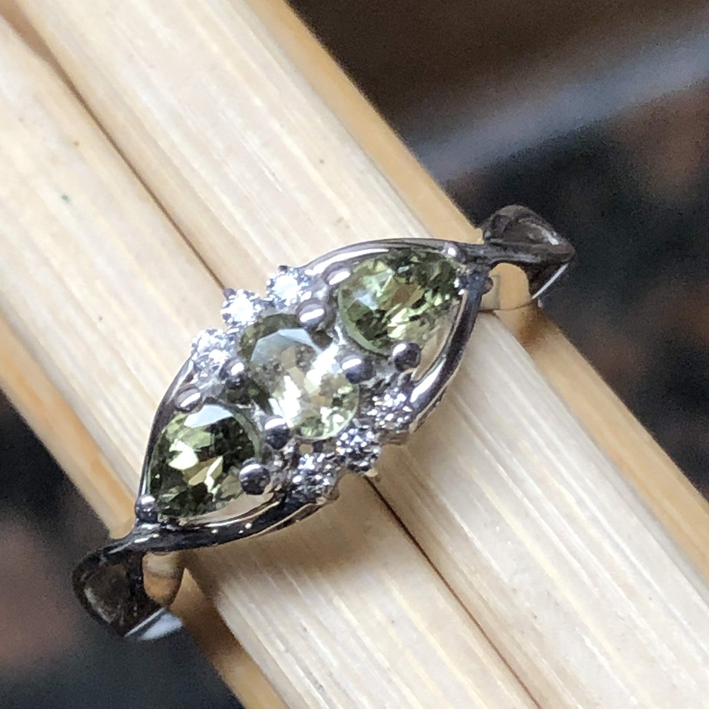 Genuine Green Tourmaline 925 Solid Sterling Silver Engagement Ring Size 6, 7, 8, 9 - Natural Rocks by Kala