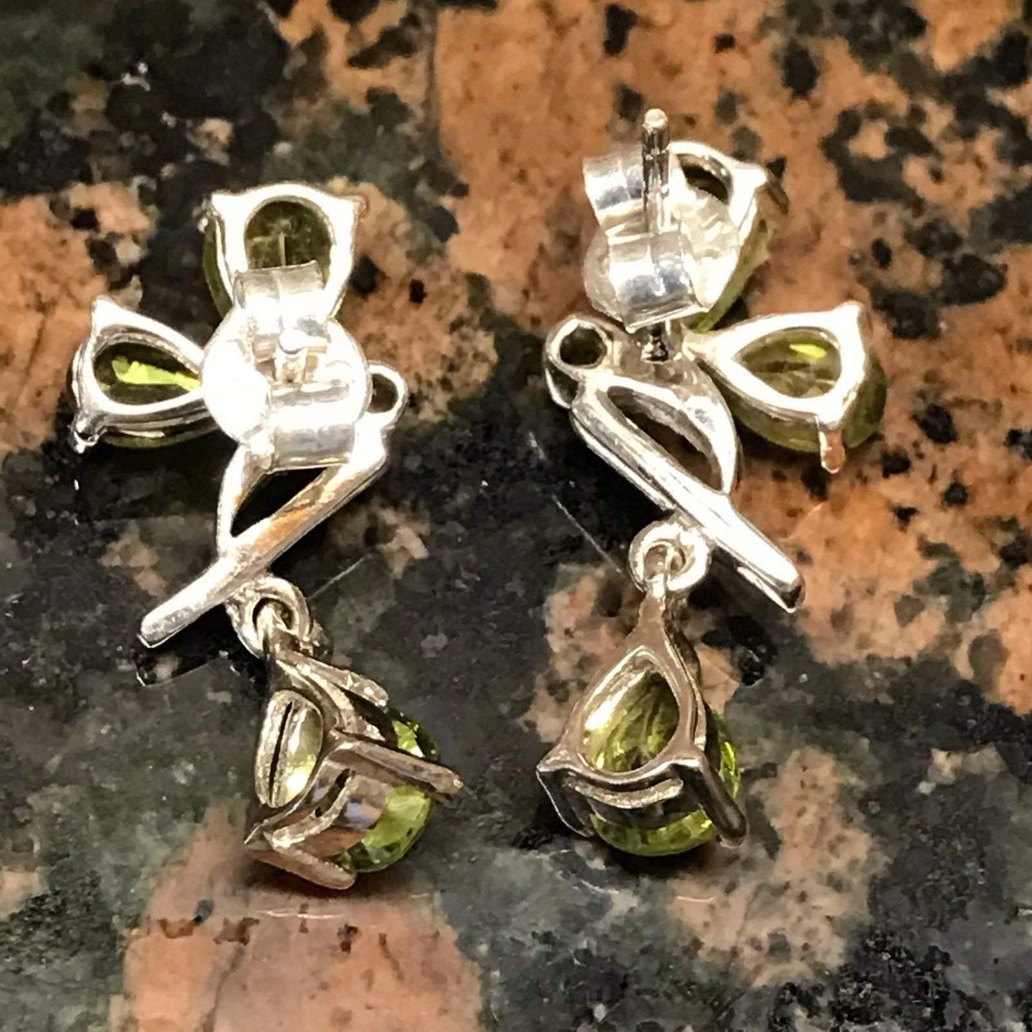 Genuine 4ct Green Peridot 925 Solid Sterling Silver Bee Earrings 25mm - Natural Rocks by Kala