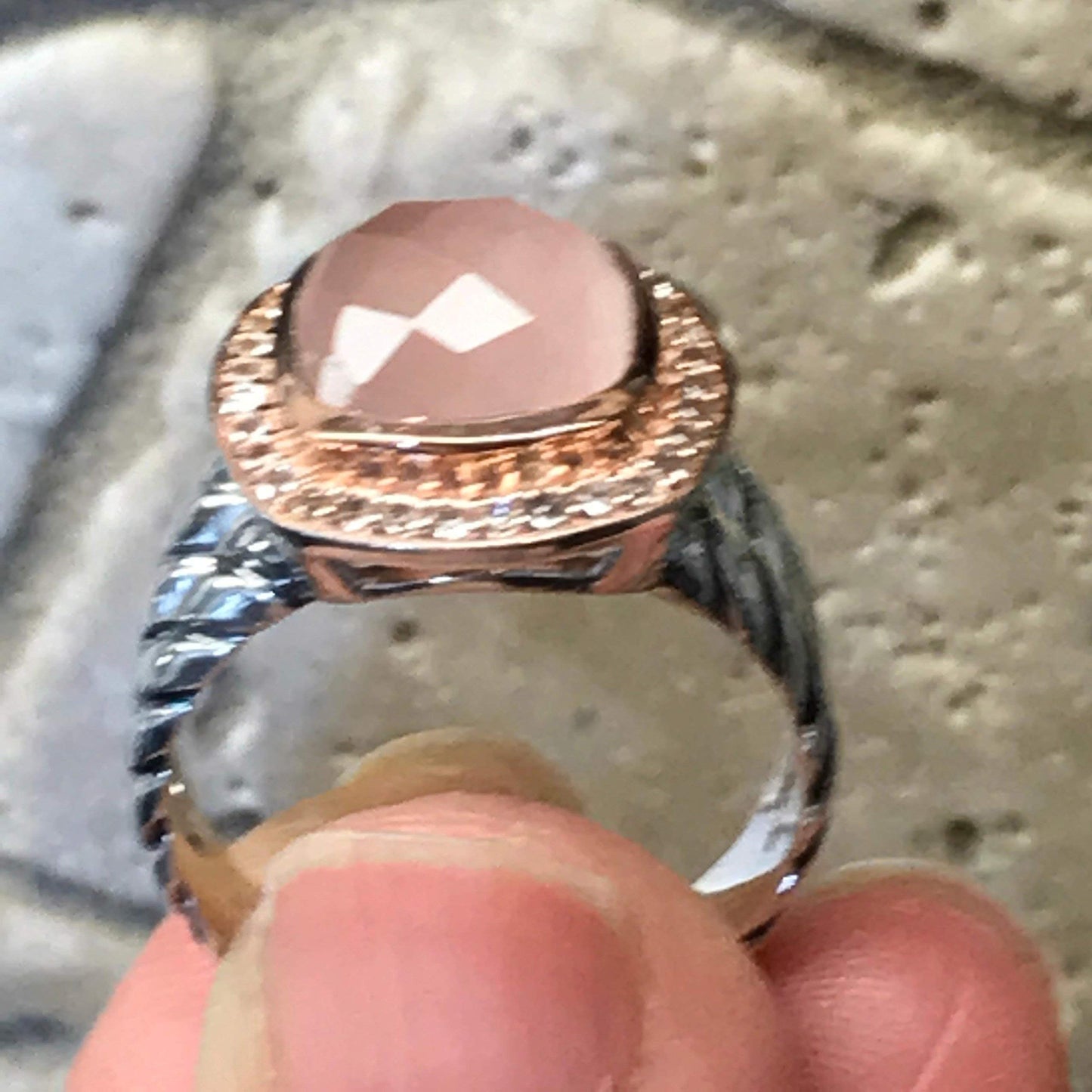 Natural Pink Rose Quartz 14k Rose Gold, 925 Sterling Silver Ring Size 6, 7, 8, 9 - Natural Rocks by Kala