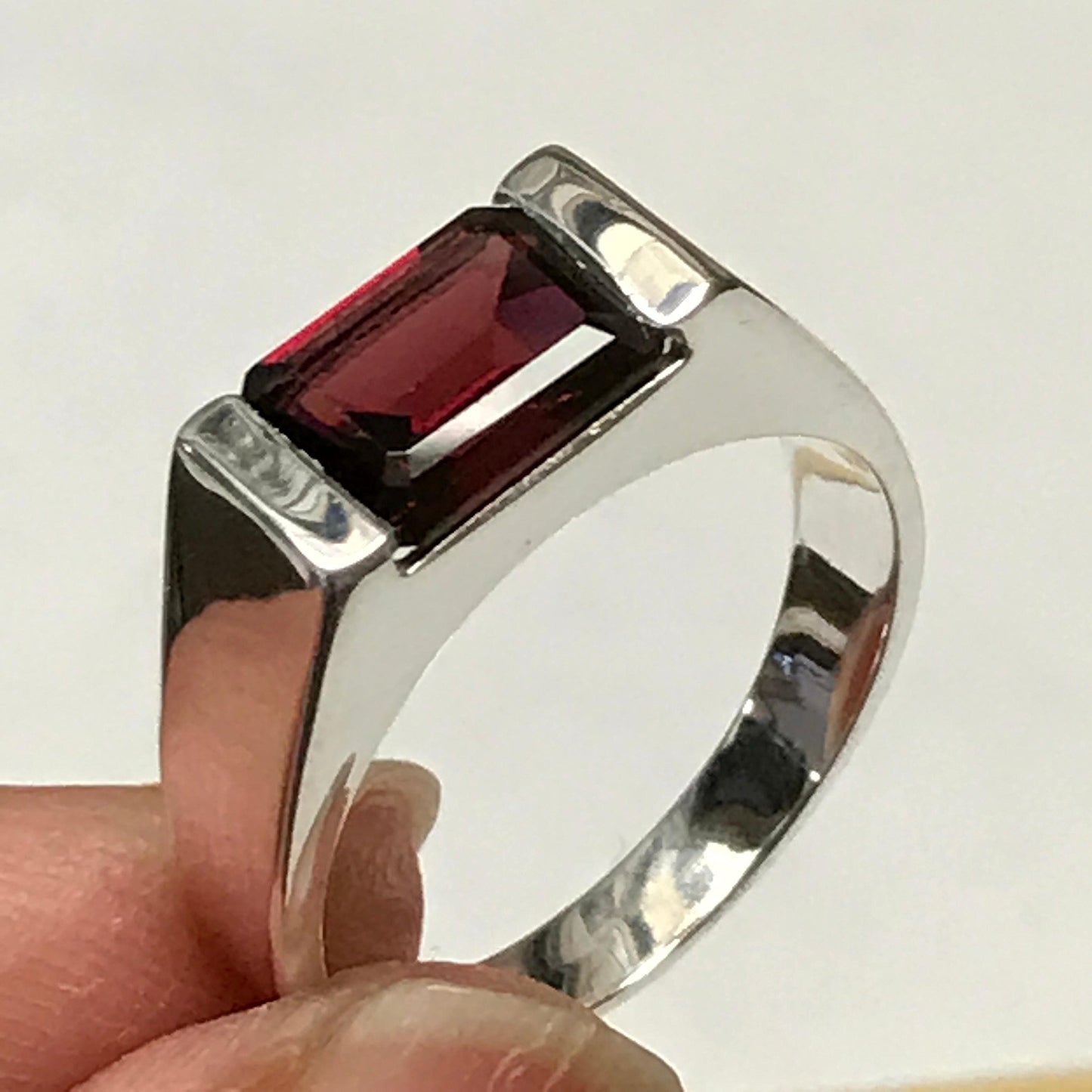 Natural 2ct Pyrope Garnet 925 Solid Sterling Silver Men's Ring Size 7, 8, 9, 10, 11, 12 13 - Natural Rocks by Kala