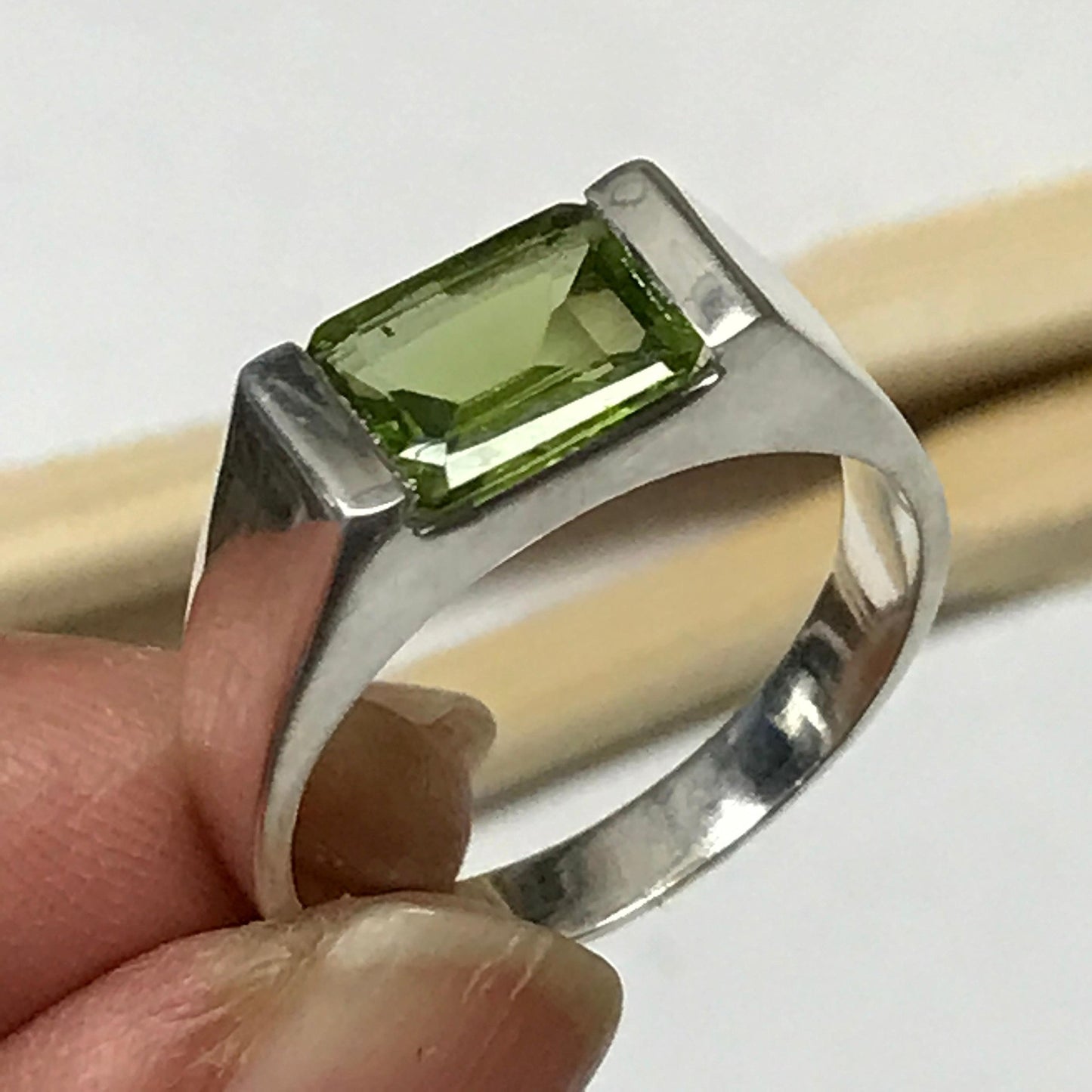 Genuine 2ct Green Peridot 925 Sterling Silver Men's Ring Size 7, 8, 10, 11, 12, 13 - Natural Rocks by Kala