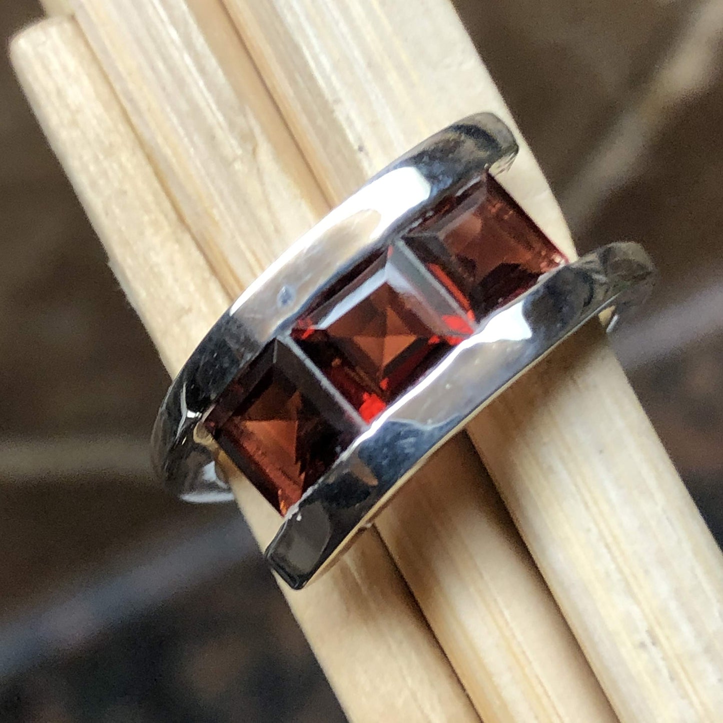 Natural 2ct Pyrope Garnet 925 Solid Sterling Silver Stackable Ring Size 7, 8, 9, 10 - Natural Rocks by Kala