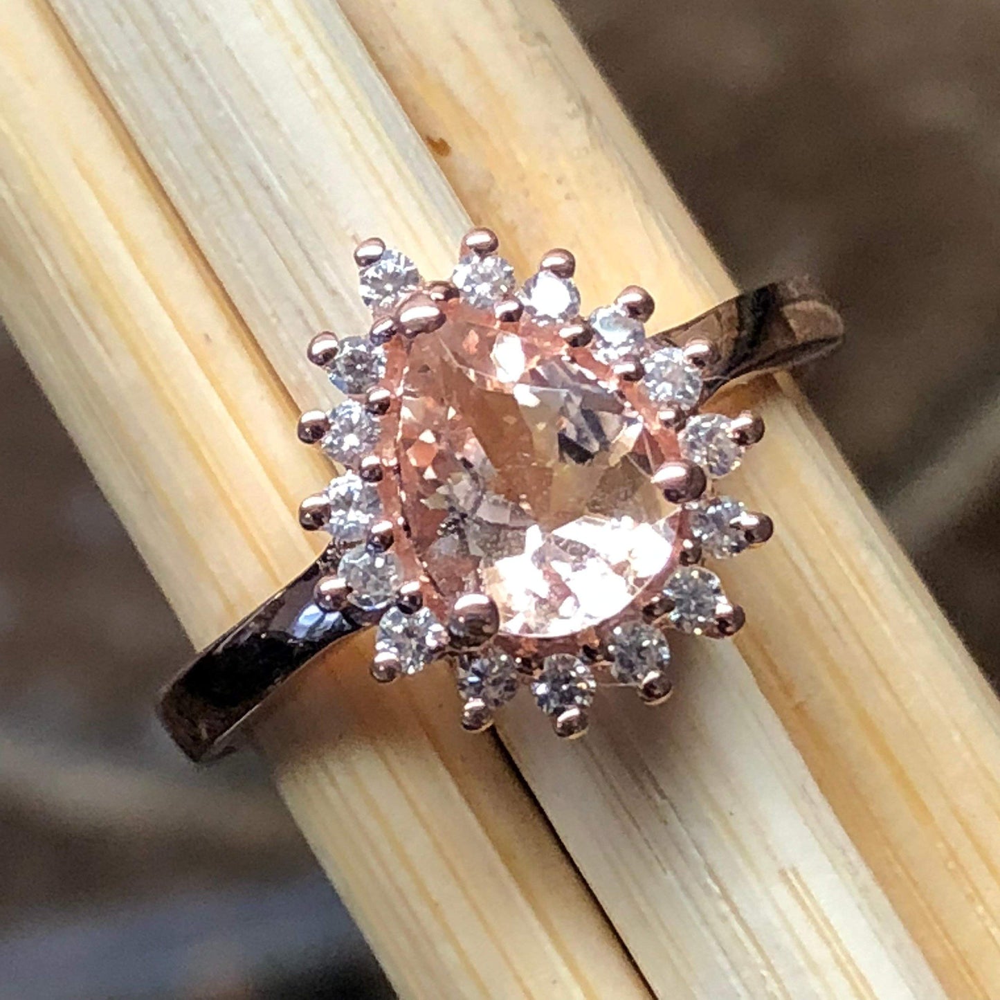 Natural Peach Morganite 14k Rose Gold Over Sterling Silver Engagement Ring Size 5, 6, 7, 8, 9 - Natural Rocks by Kala
