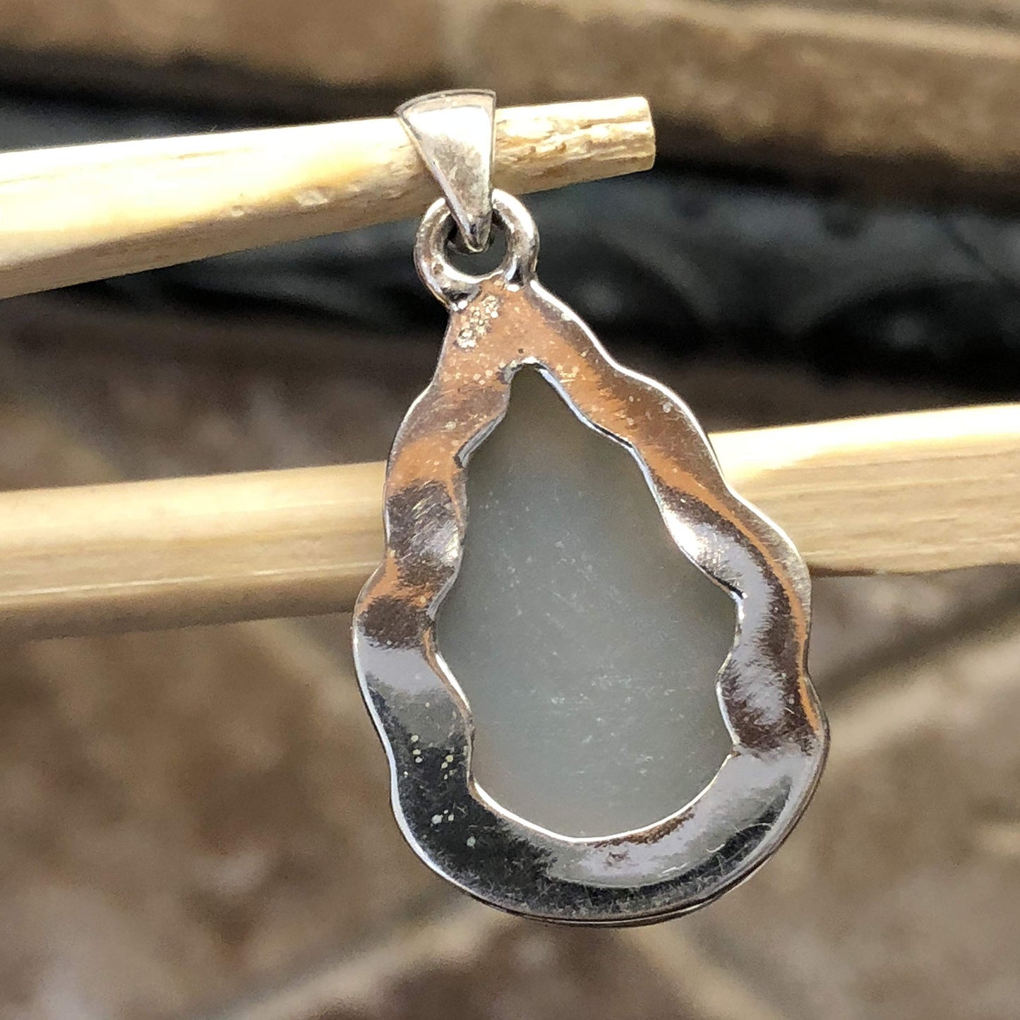 Natural Rainbow Titanium Druzy 925 Sterling Silver Pendant 30mm - Natural Rocks by Kala