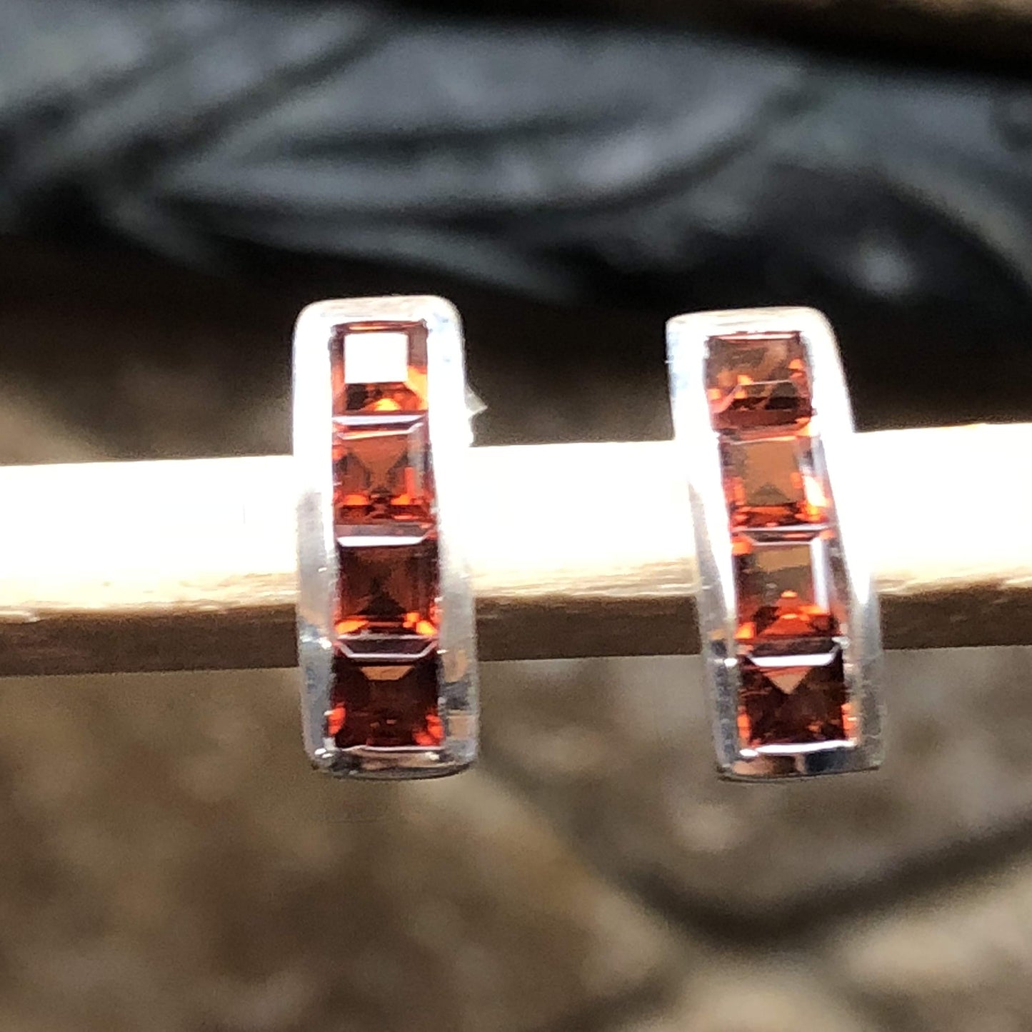 Natural 2ct Pyrope Garnet 925 Solid Sterling Silver Earrings 12mm - Natural Rocks by Kala