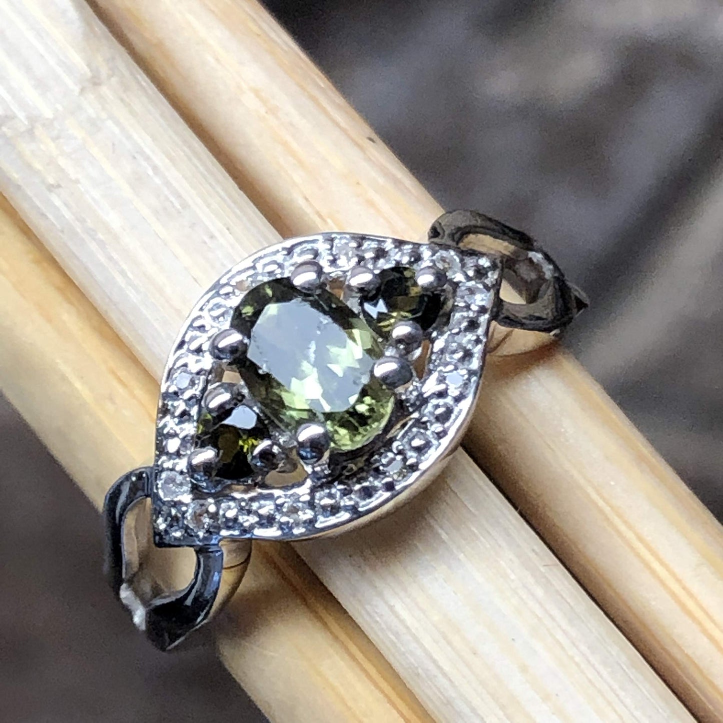 Natural Green Tourmaline 925 Solid Sterling Silver Engagement Ring Size 6, 7, 8, 9 - Natural Rocks by Kala
