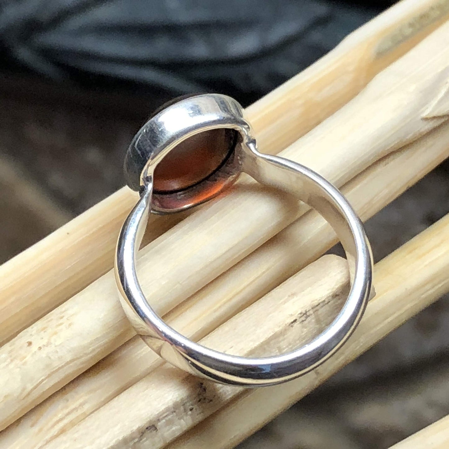 Natural Hessonite Garnet 925 Solid Sterling Silver Ring Size 6.5, 7.5, 8.5 - Natural Rocks by Kala