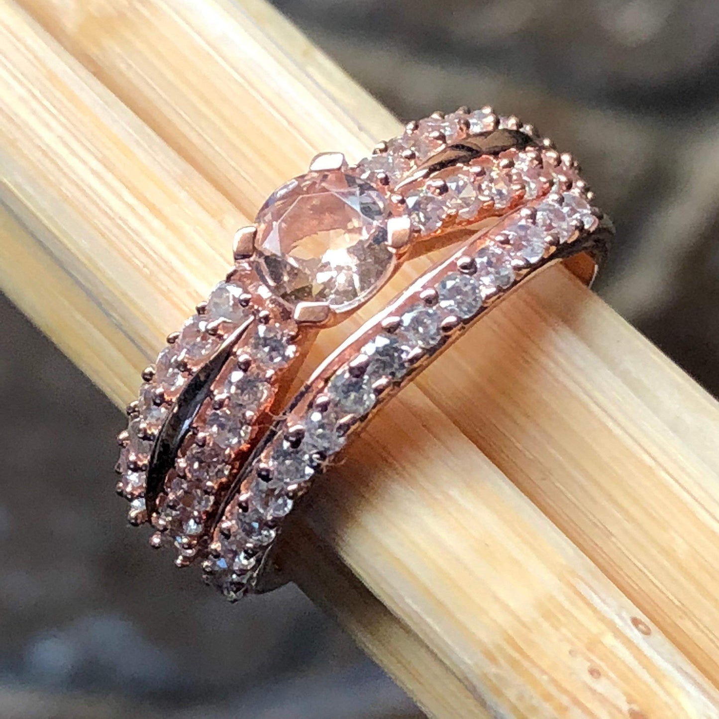 Natural Peach Morganite 14k Rose Gold Over Sterling Silver Engagement Ring size 5, 6, 7, 8, 9 - Natural Rocks by Kala
