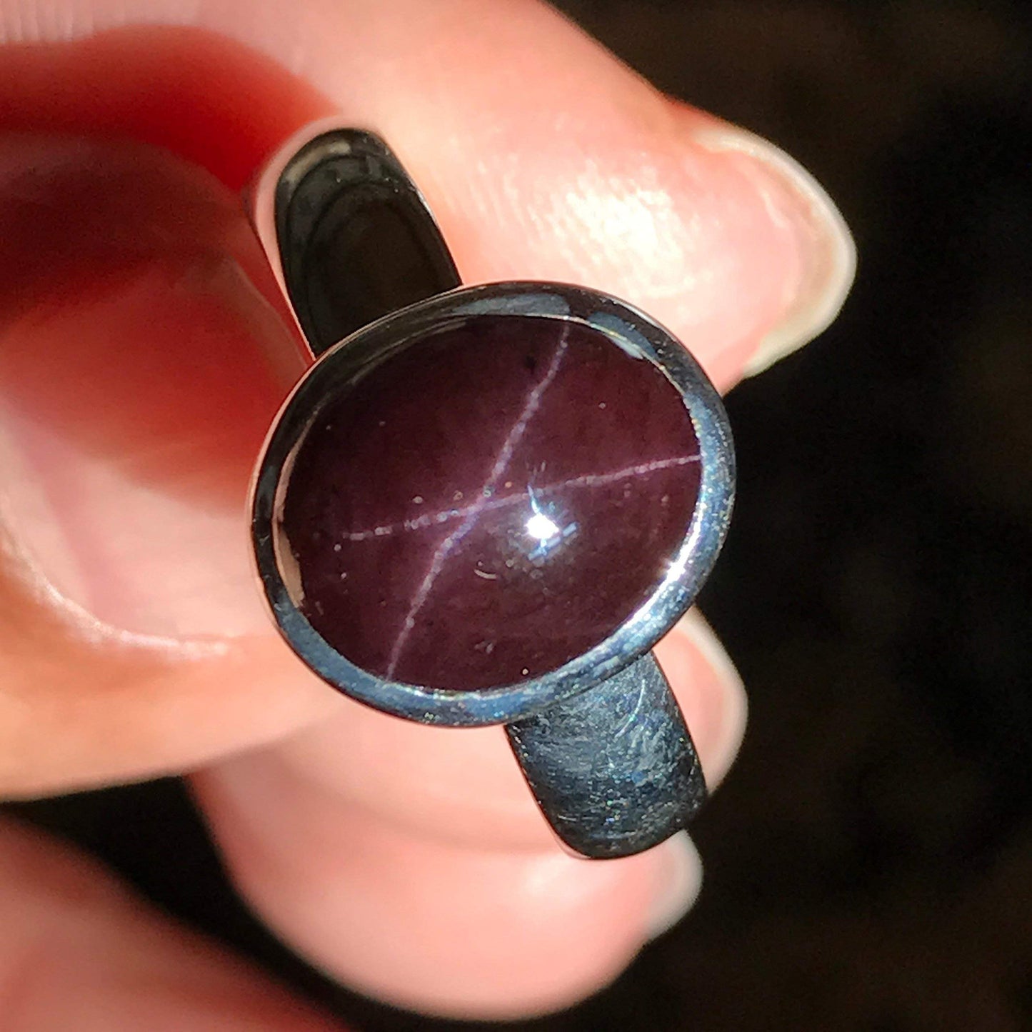 Natural Star Garnet, 4 Pointed Star Garnet 925 Solid Sterling Silver Ring Size 6, 7, 7.5, 8.5 - Natural Rocks by Kala