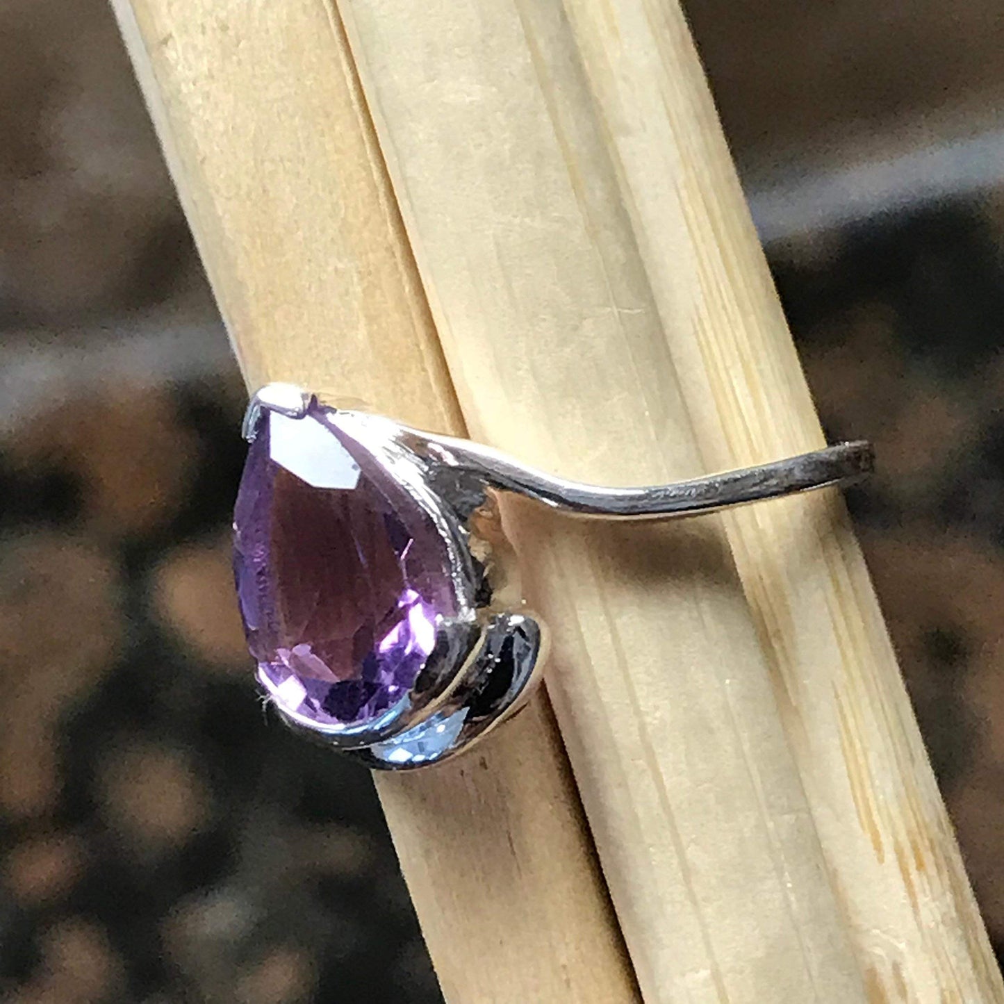 Genuine 2ct Purple Amethyst 925 Solid Sterling Silver Ring Size 5, 6, 7, 8, 9, 10 - Natural Rocks by Kala