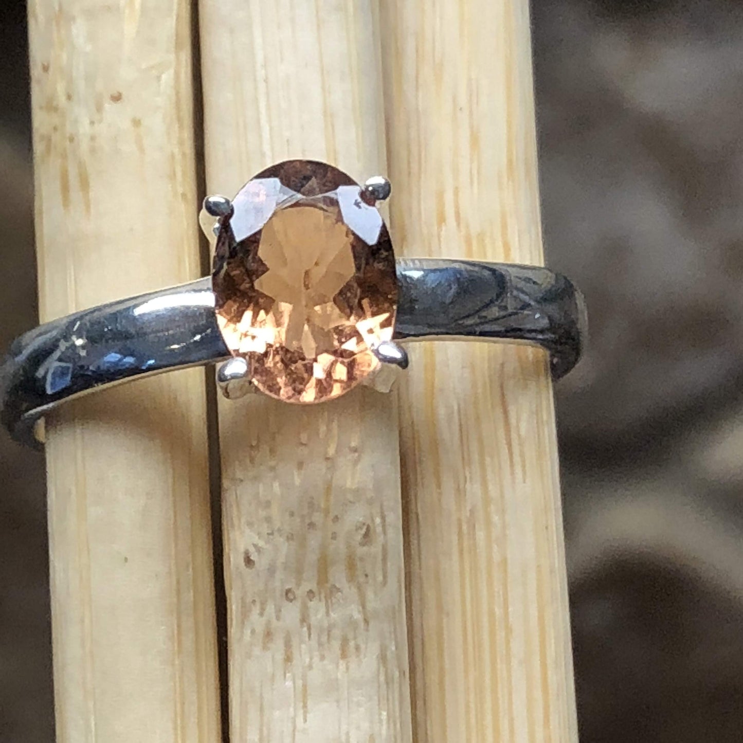 Natural Yellow Tourmaline 925 Sterling Silver Engagement Ring Size 9 - Natural Rocks by Kala