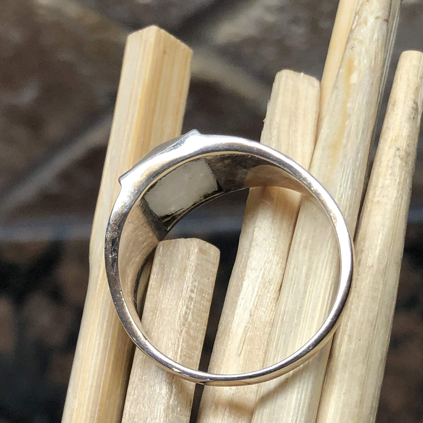 Natural Rainbow Moonstone 925 Solid Sterling Silver Men's Ring Size 7, 8, 9, 10, 11, 12 - Natural Rocks by Kala